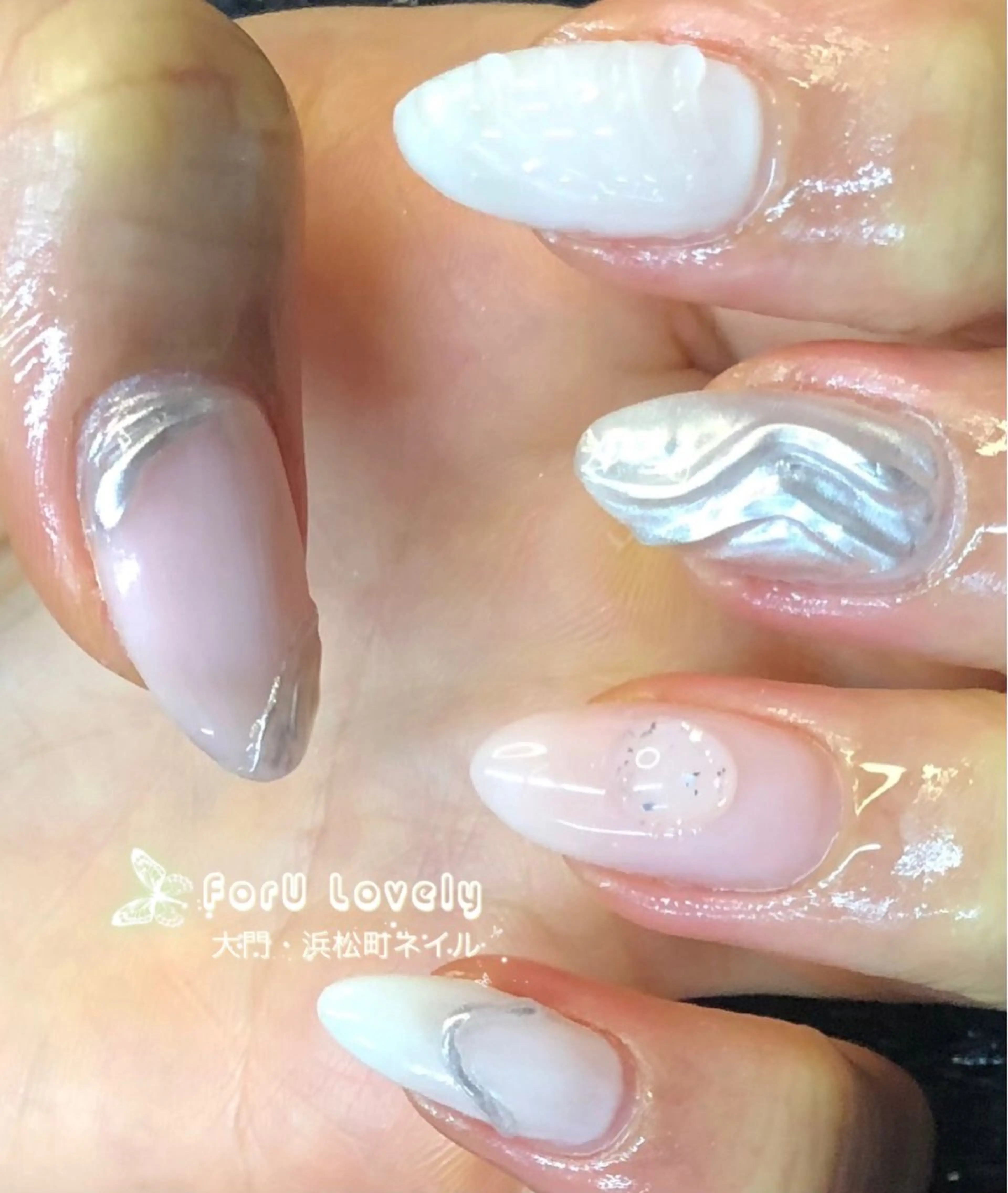 ネイル 長さ出し フレンチネイル ジェルネイル 韓国ネイル マグネットネイル 大門浜松町 ネイルのネイルデザイン