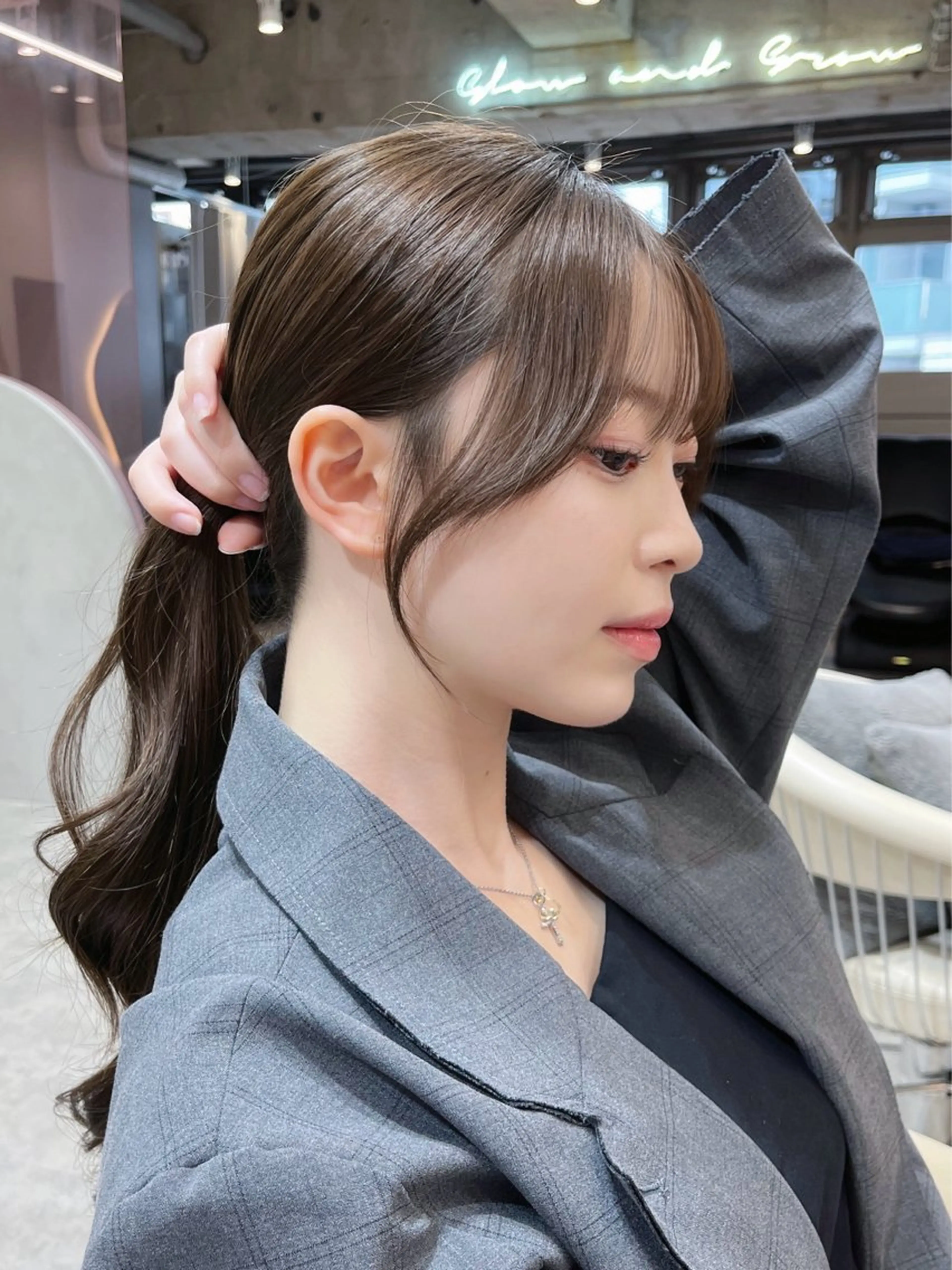 ロング カラー グレージュ レイヤーカット レイヤーカット、ボブ GLROWのヘアスタイル