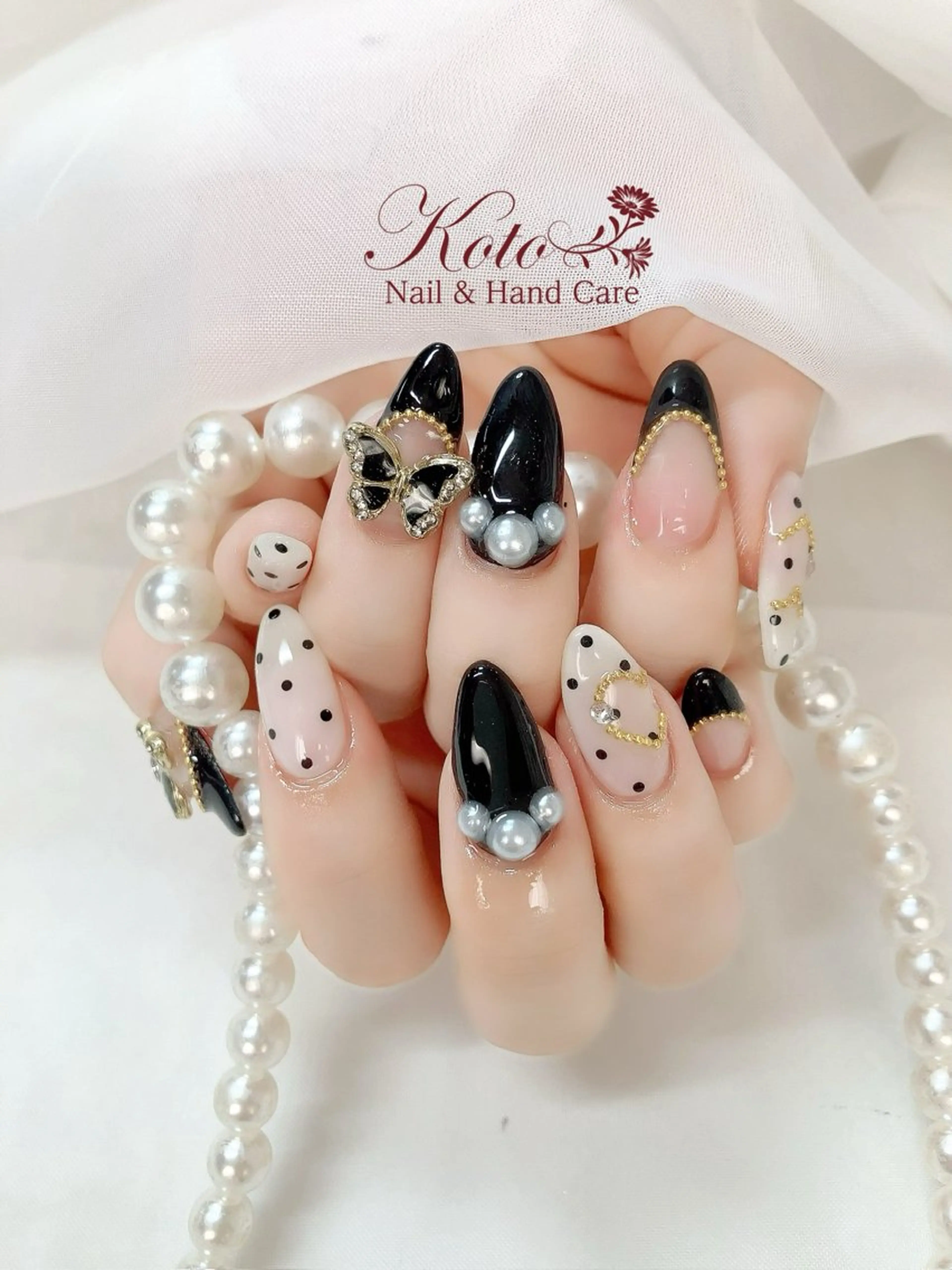 ネイル ドット 長さ出し ジェルネイル 持ち込み ニュアンスネイル ハンドネイル Nail Salon KOTOのネイルデザイン