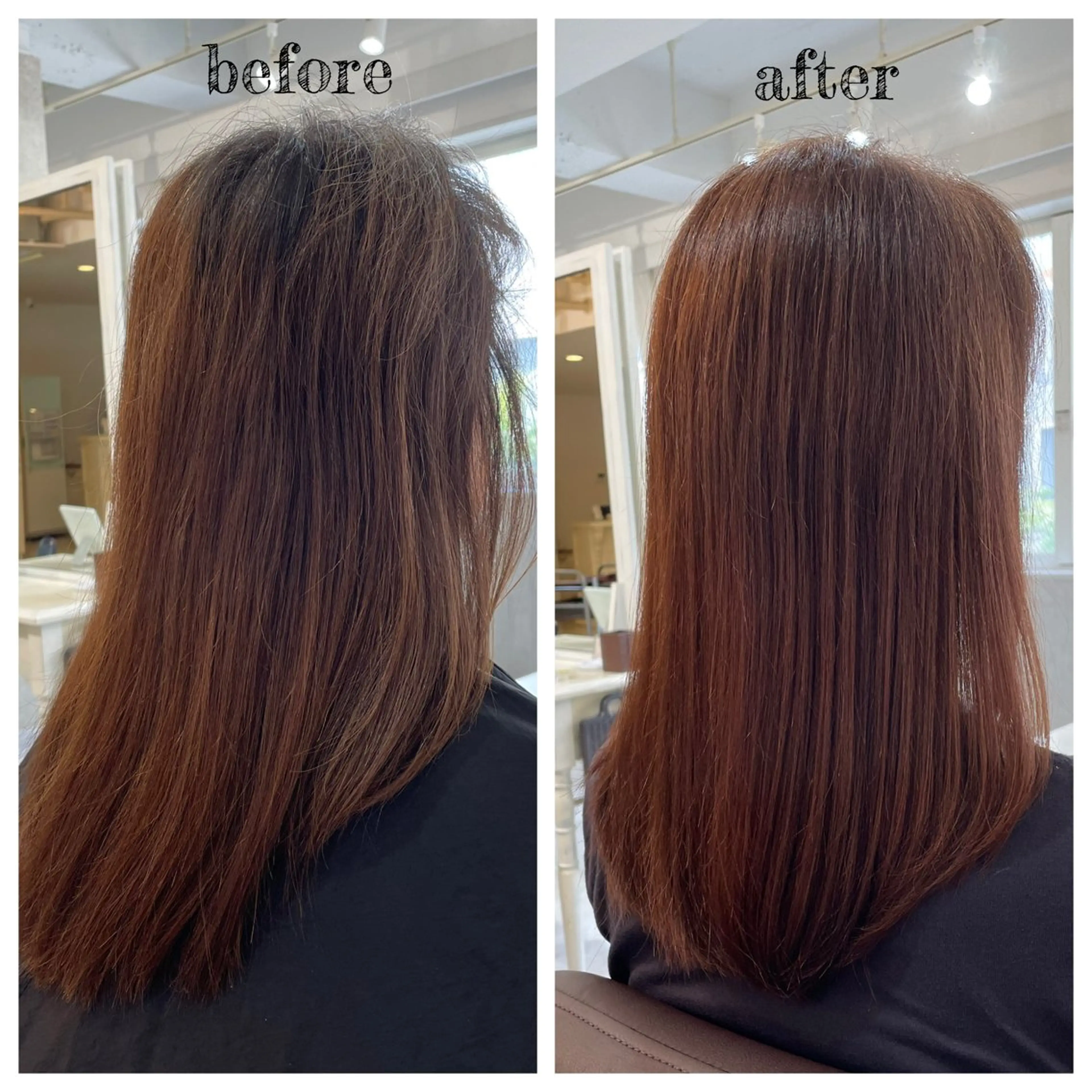 セミロング カラー オレンジ ヘアカラー PutiLuca 浅川のヘアスタイル
