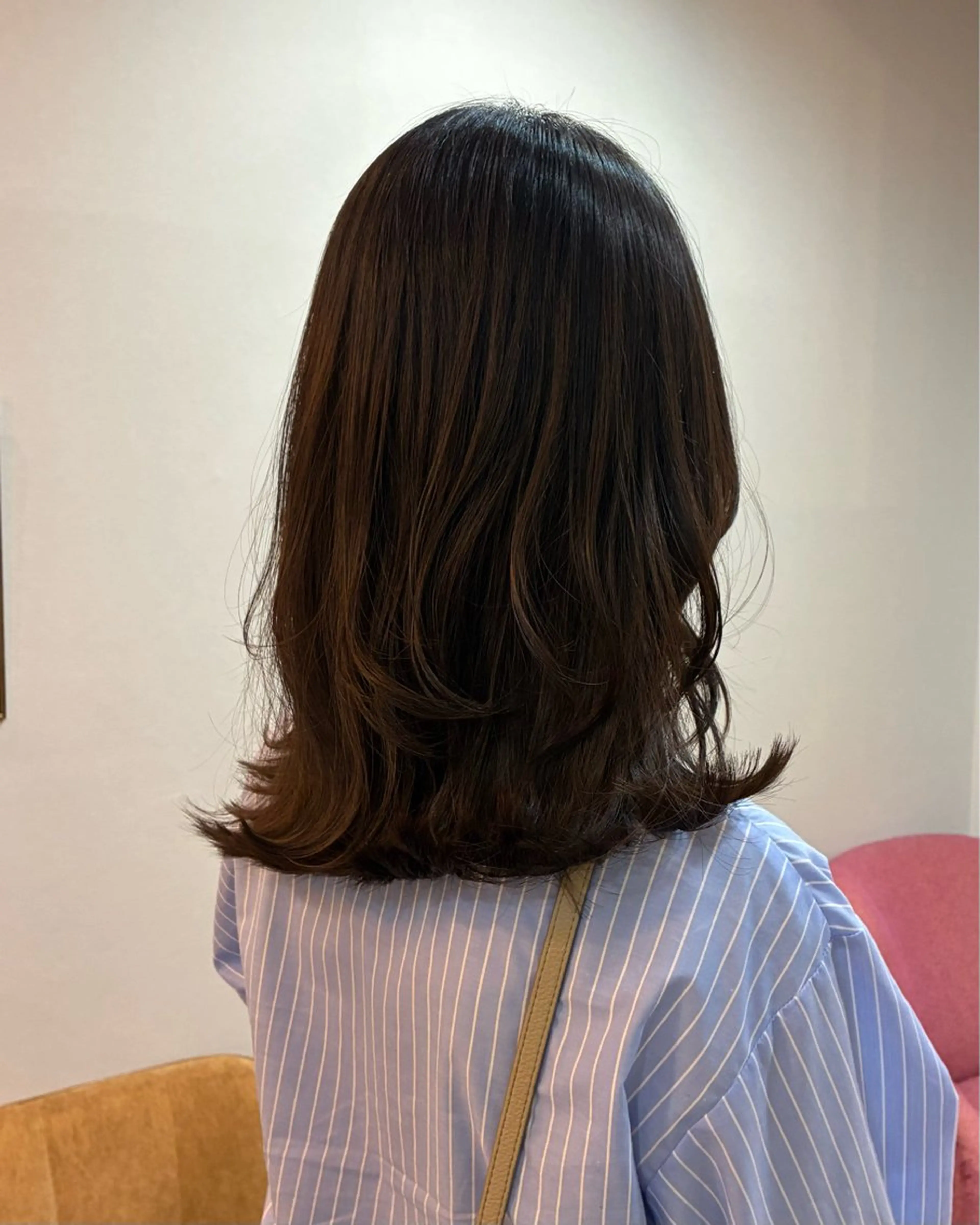 セミロング 顔周りカット レイヤーカット カット ヘアカラー 柴田真衣 /ナチュラル/半個室のヘアスタイル