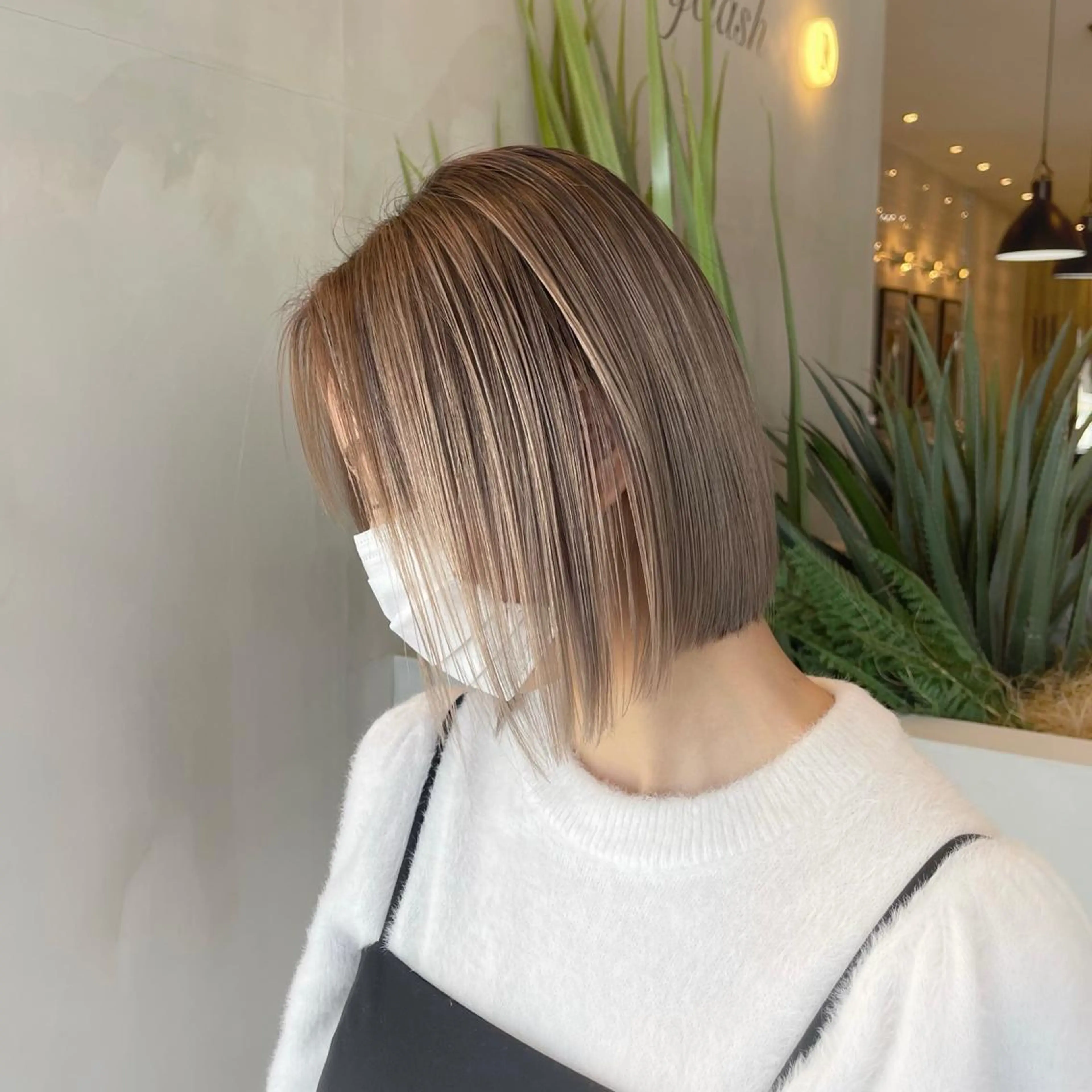 ショート カラー バレイヤージュ デザインカラー ハイライトカラー 外国人風カラー ハイライト カット ヘアカラー トリートメント アンドウ ユウ/ レイヤーカット/韓国のヘアスタイル