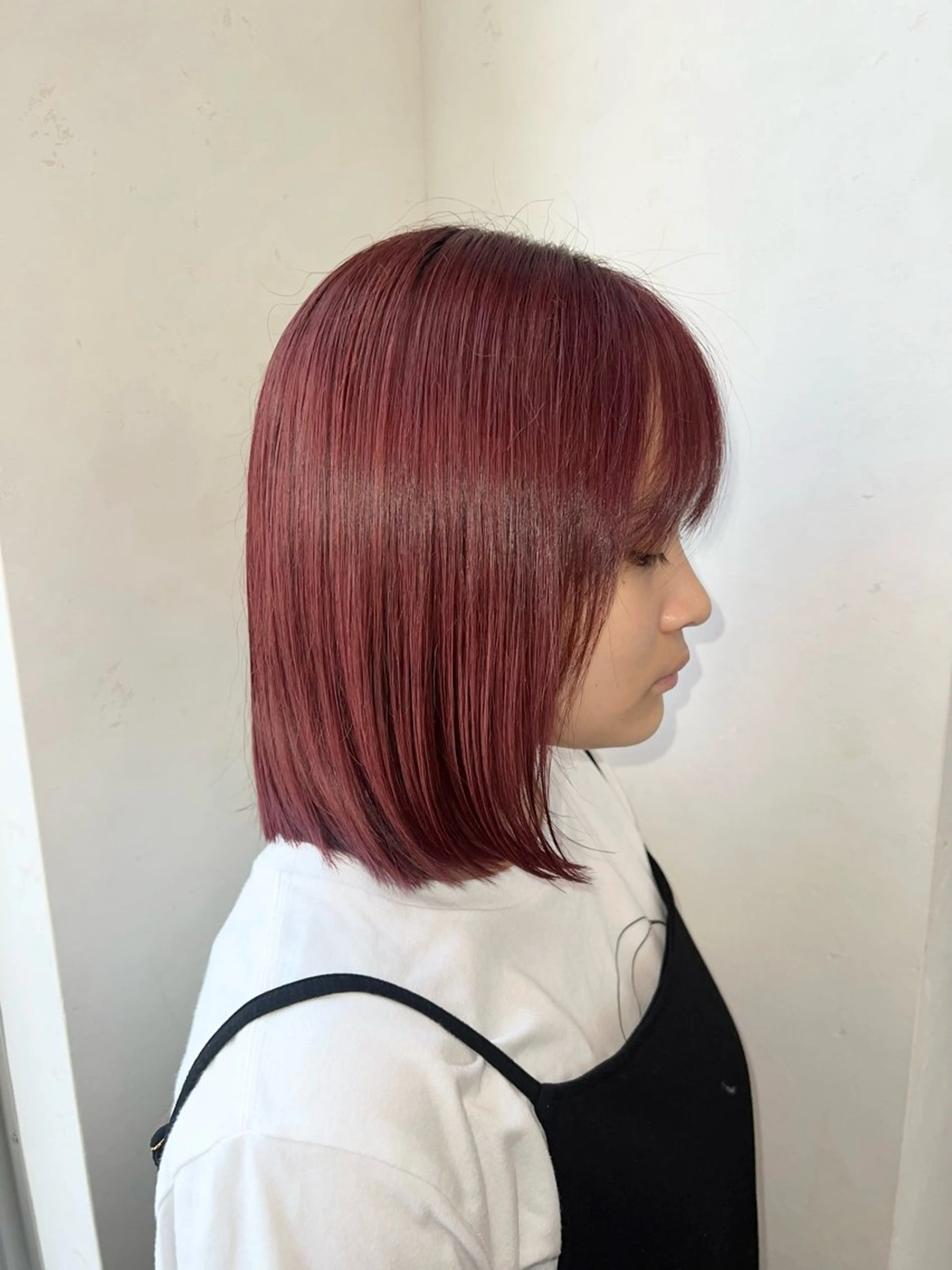 ミディアム カラー ヘアアレンジ ピンクカラー honen RUKAのヘアスタイル