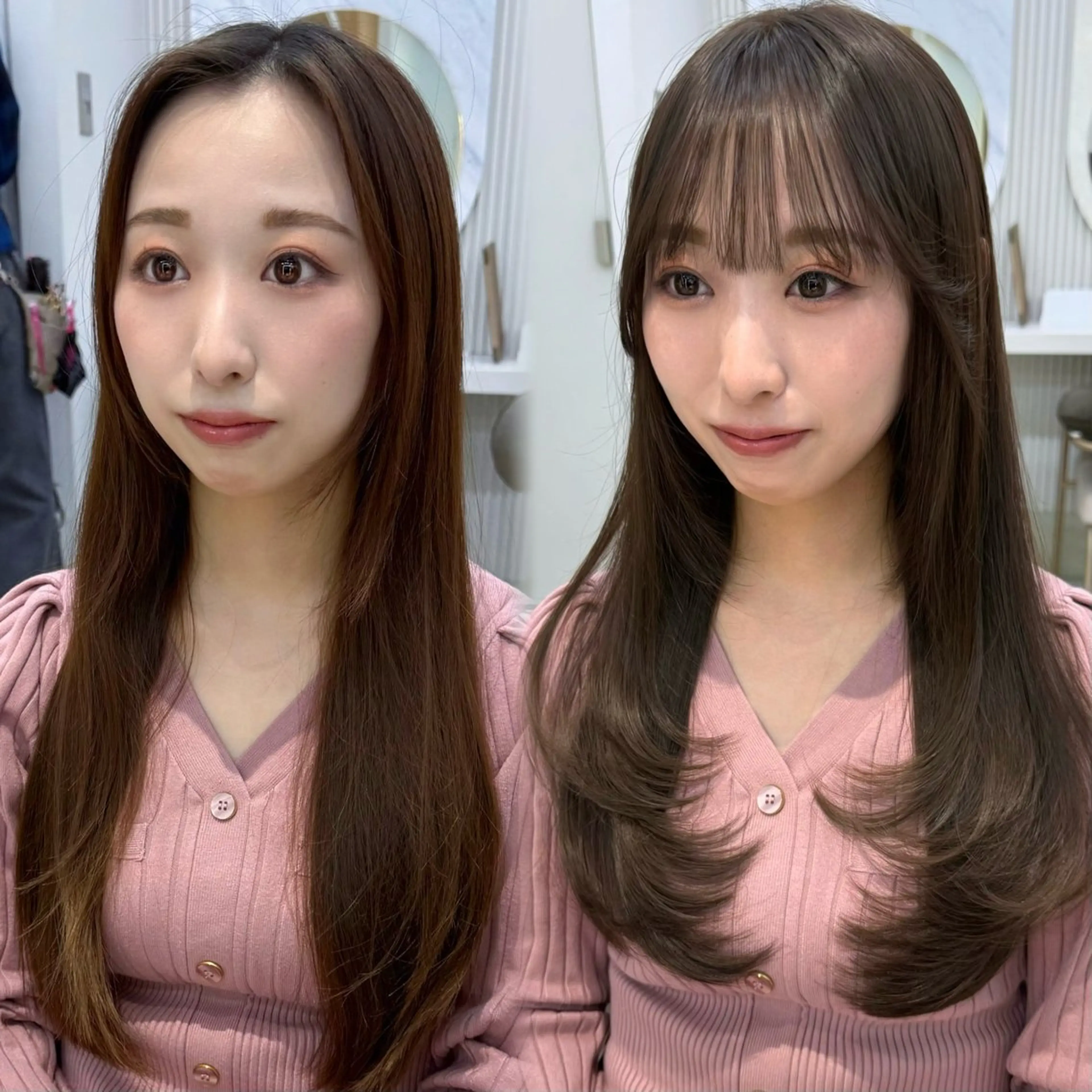 セミロング カラー 似合わせレイヤー/ 透明感カラーのヘアスタイル