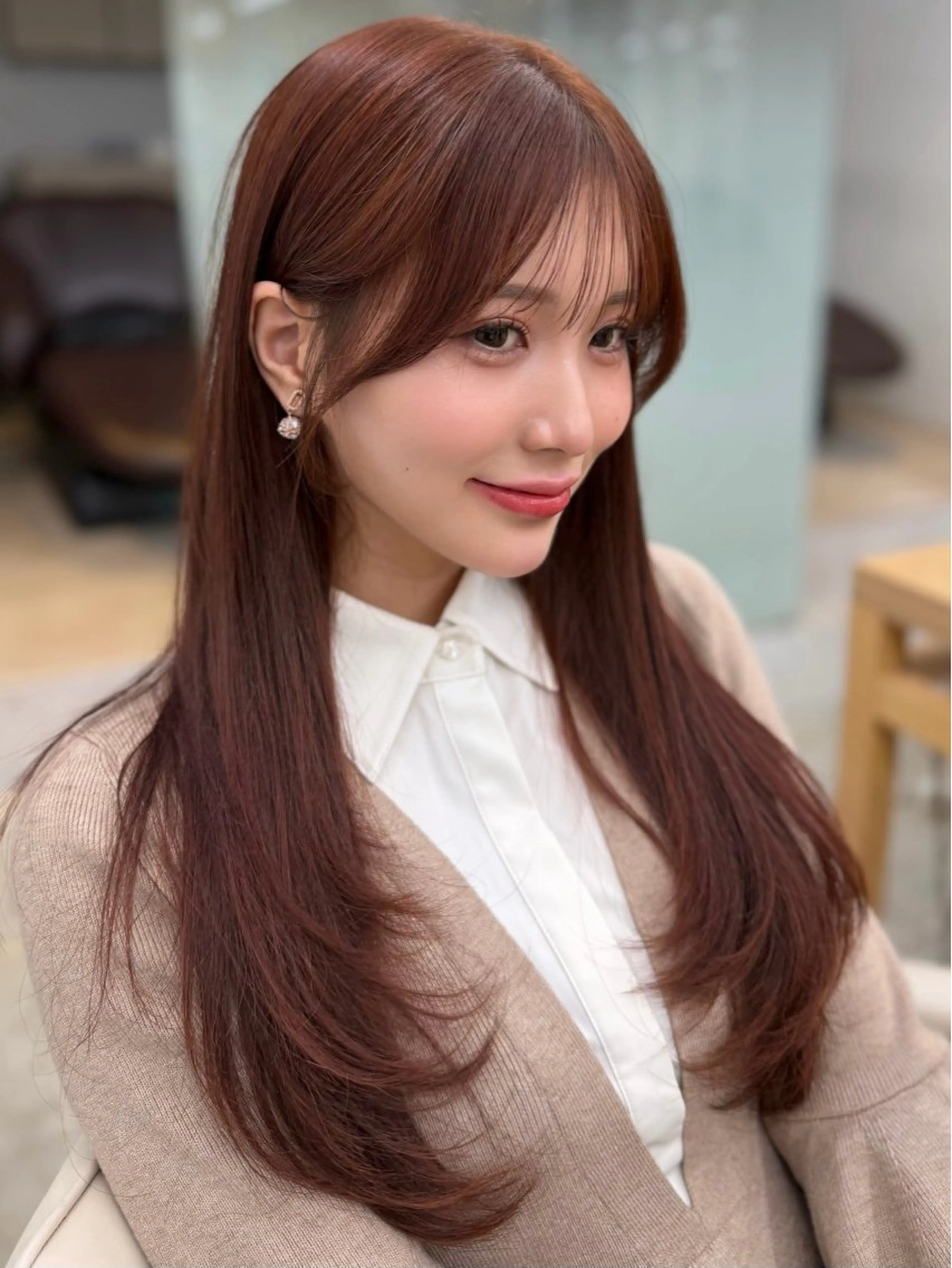 ロング カラー ロングレイヤー ブラウンカラー ピンクカラー ピンクブラウン レイヤーカット カット ヘアカラー トリートメント レイヤー/髪質改善 DAISUKEのヘアスタイル