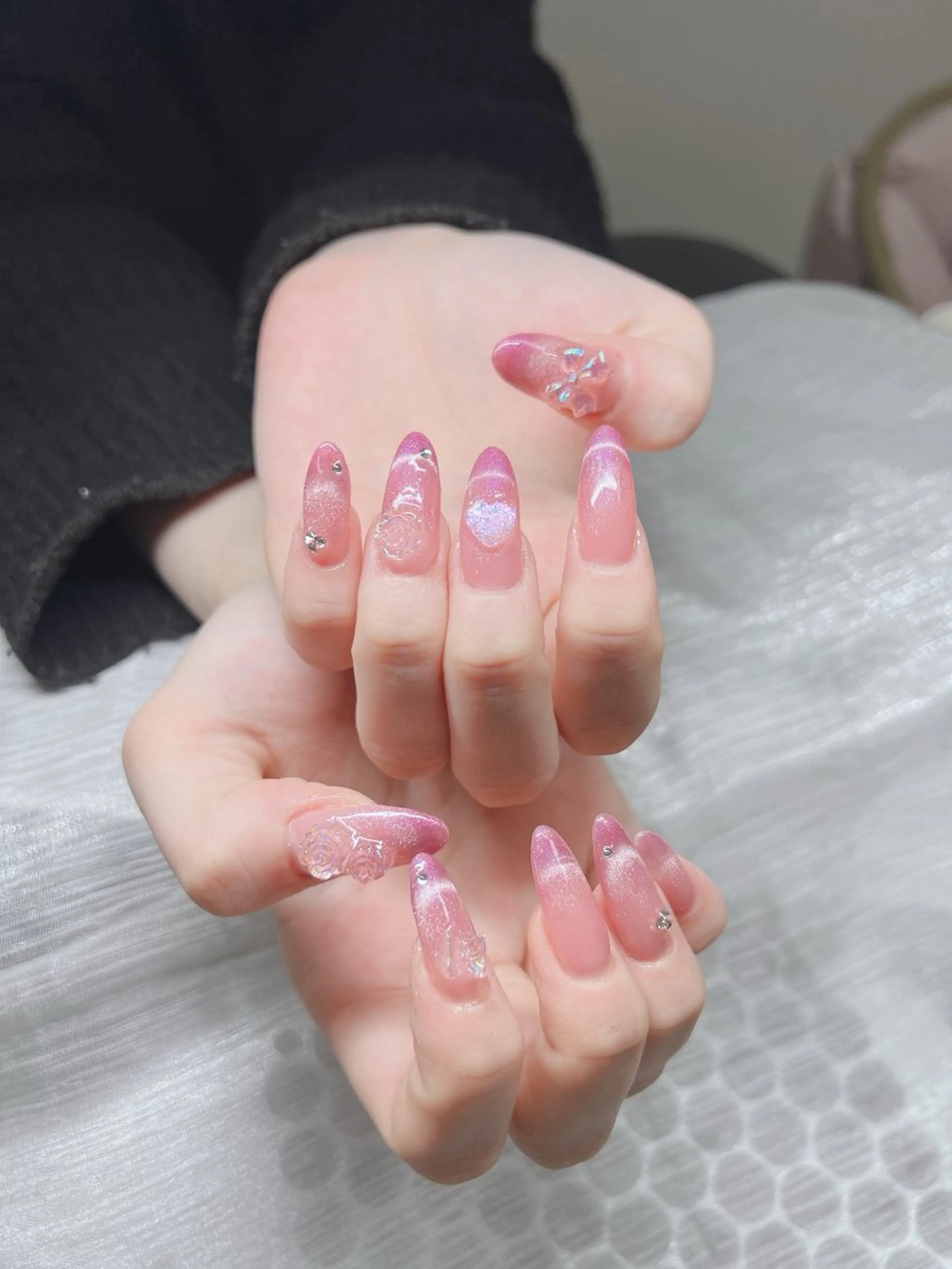 ネイル オーロラネイル チークネイル 長さ出し フットネイル フレンチネイル Lee Nails チップ長さだし専門店のネイルデザイン