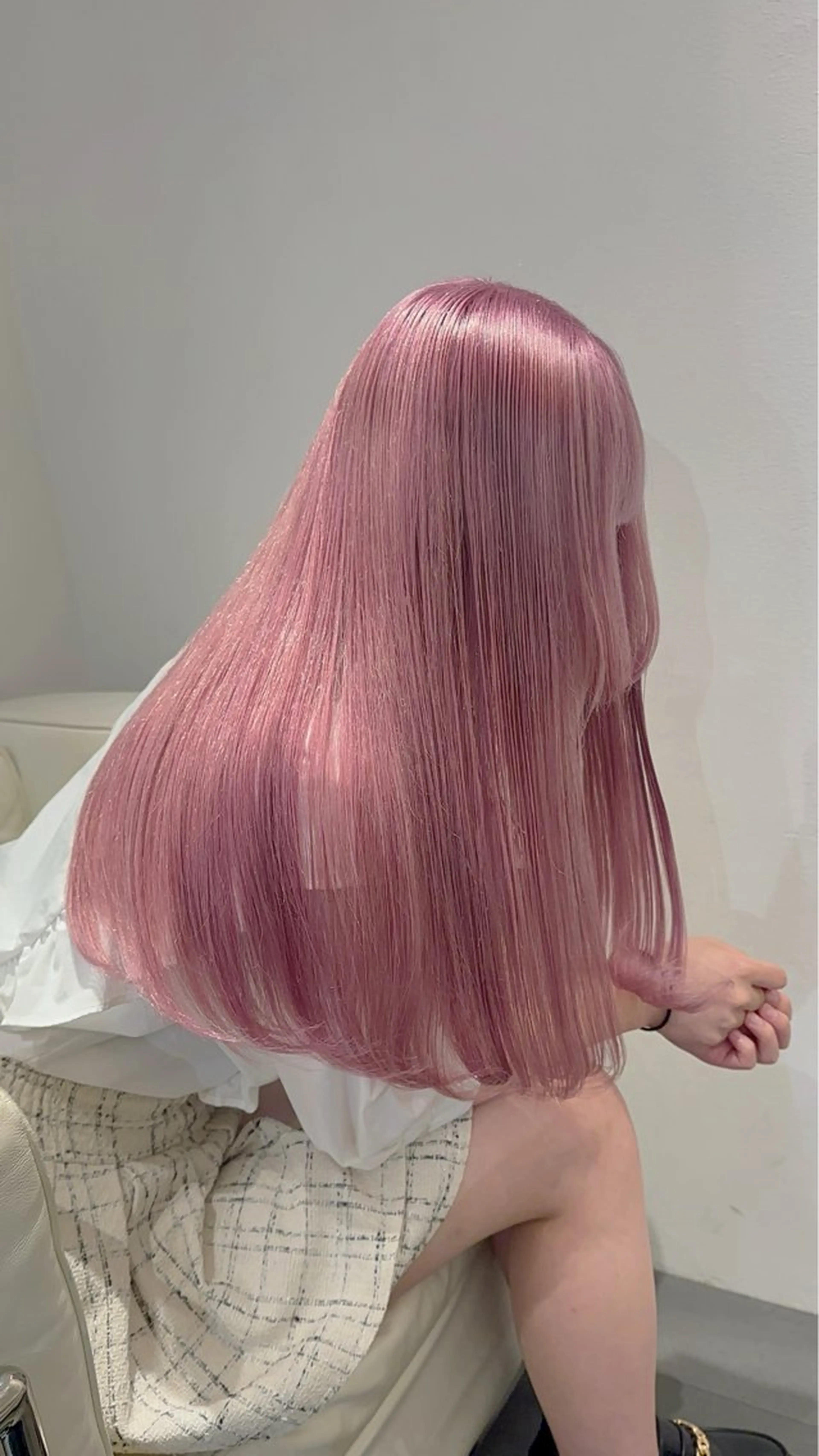 ロング ヘアカラー トリートメント ヒロミ/ミルクティー /ブロンド/ピンクのヘアスタイル