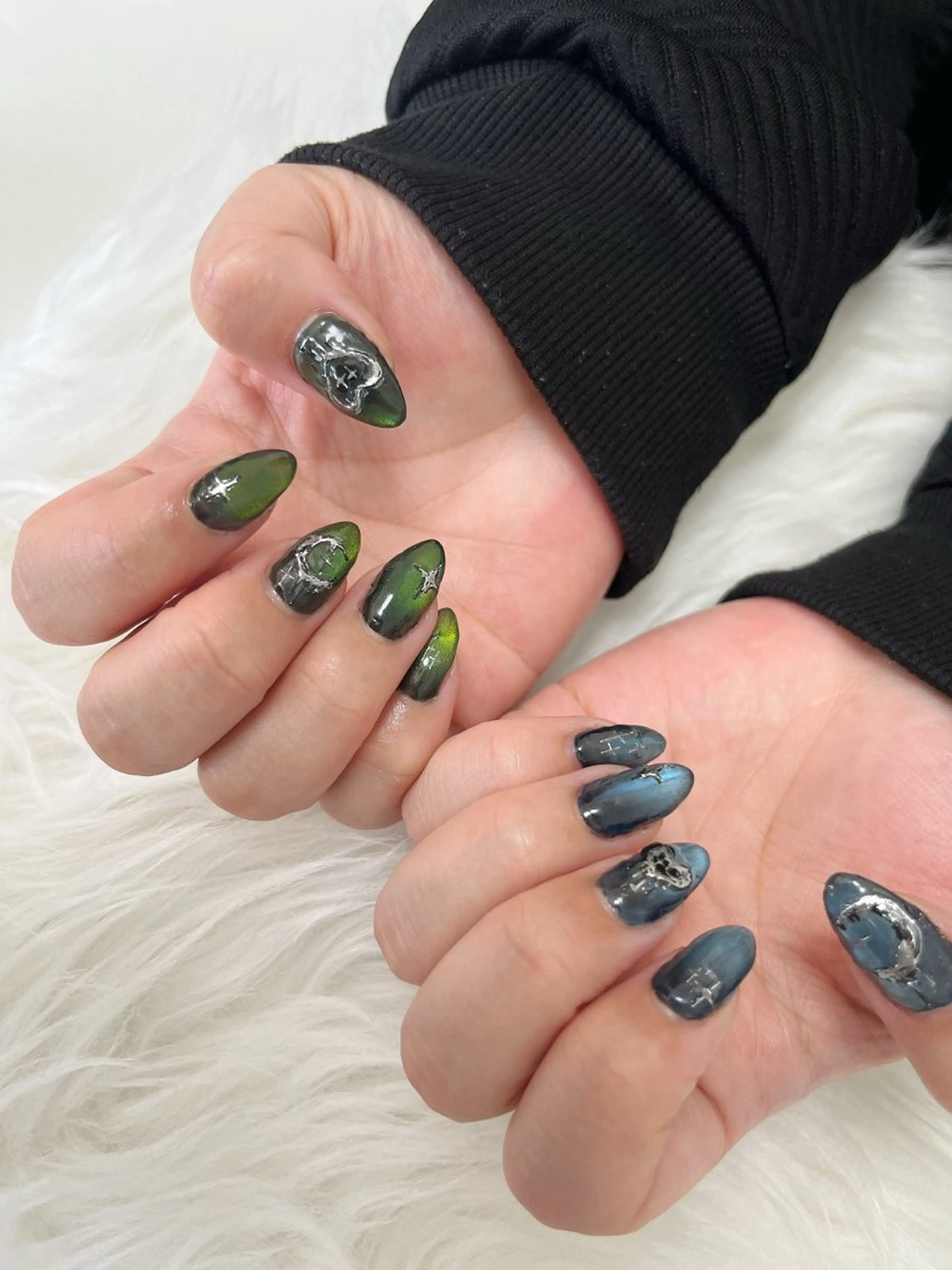 ネイル ブルー グリーン マグネットネイル 持ち込み Re: Nailのネイルデザイン