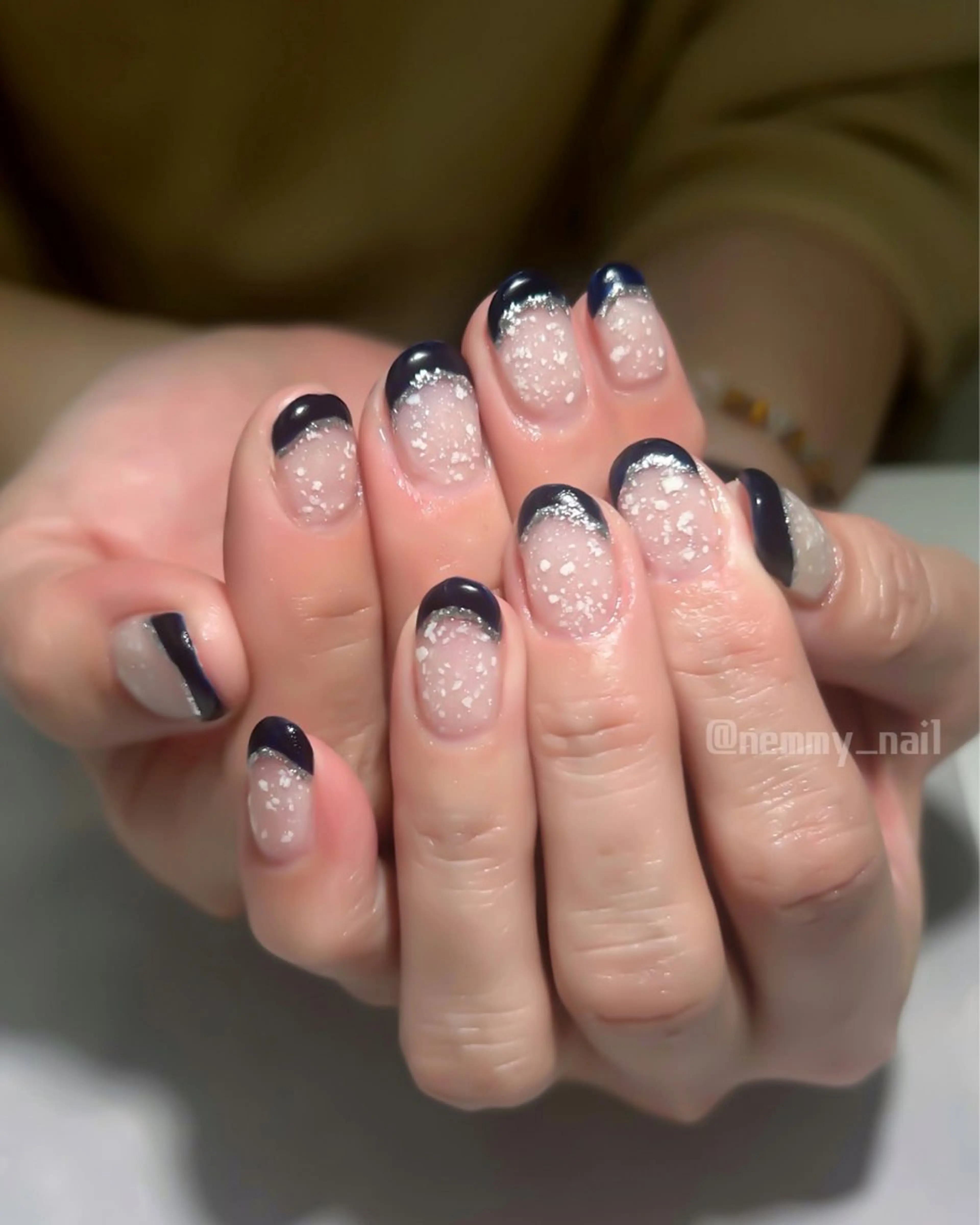 ネイル フレンチネイル ネイビー Nemmy MAYUのネイルデザイン