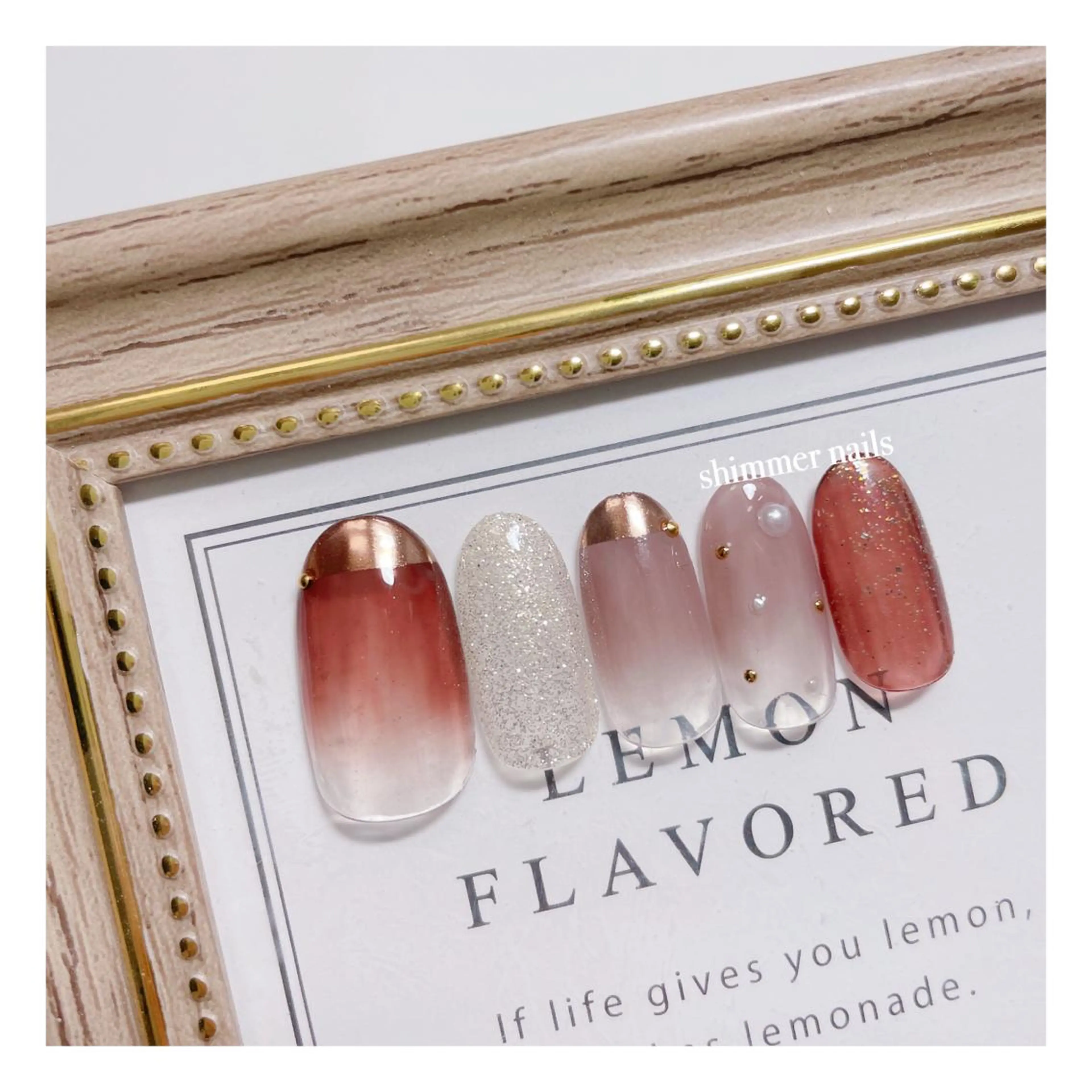 ネイル ドット フレンチネイル ミラーネイル shimmer nailsのネイルデザイン