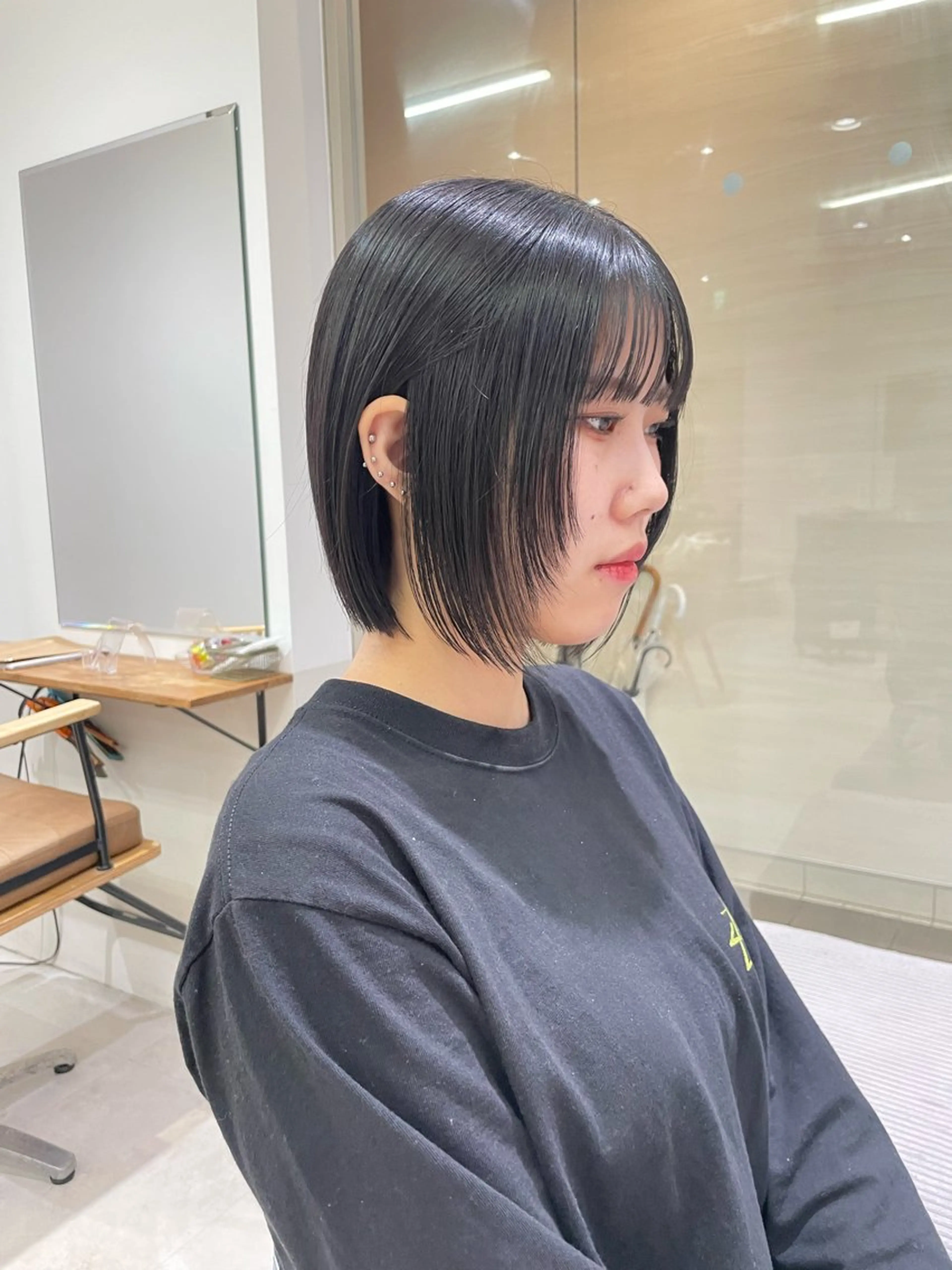 ショート ボブ 顔まわりレイヤー 顔周りカット レイヤーカット 髪質改善/ボブ/梅田 runa_ニュアンスのヘアスタイル