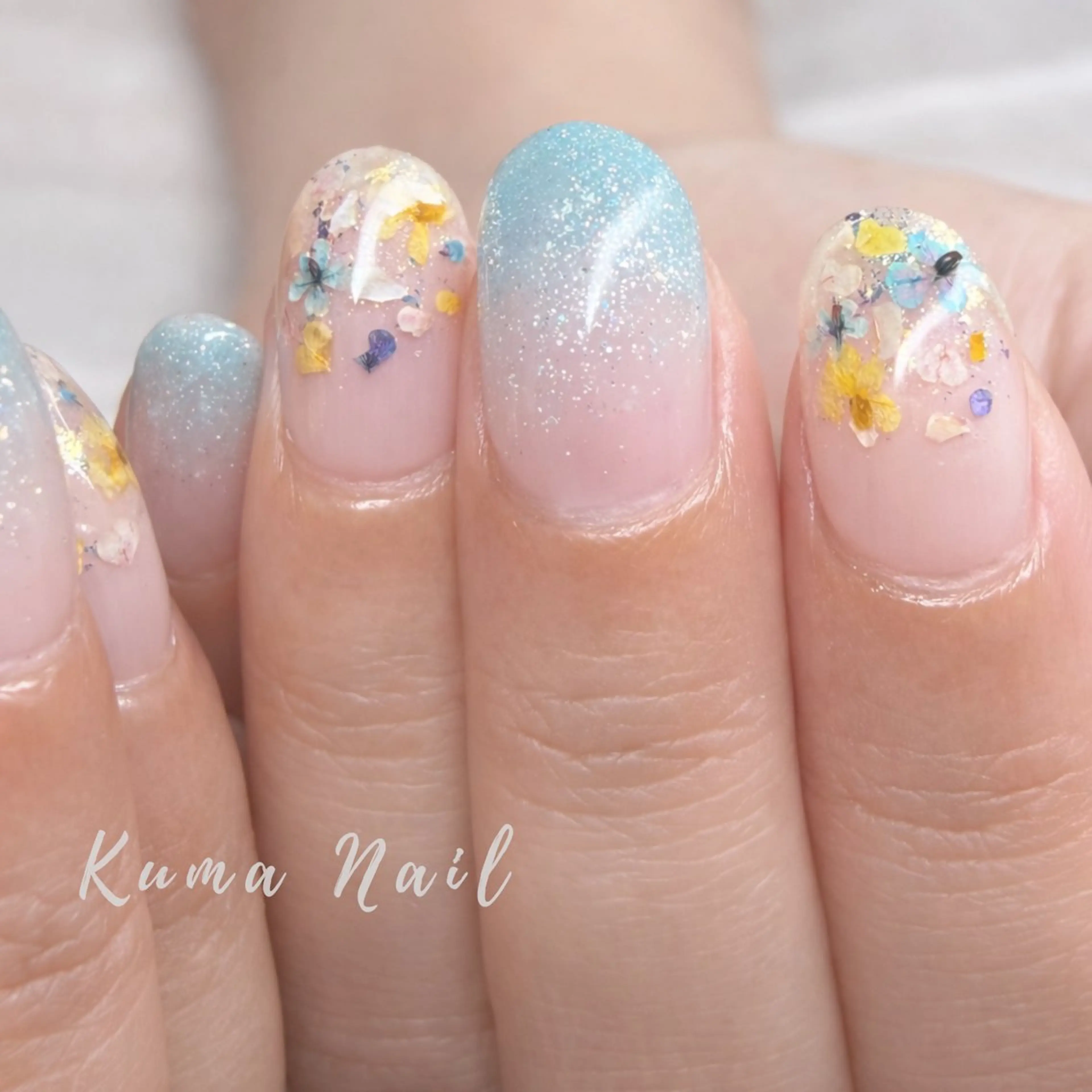 ネイル グラデーション 春ネイル ブライダルネイル ハンドネイル 藤が丘ネイル Kuma Nailのネイルデザイン