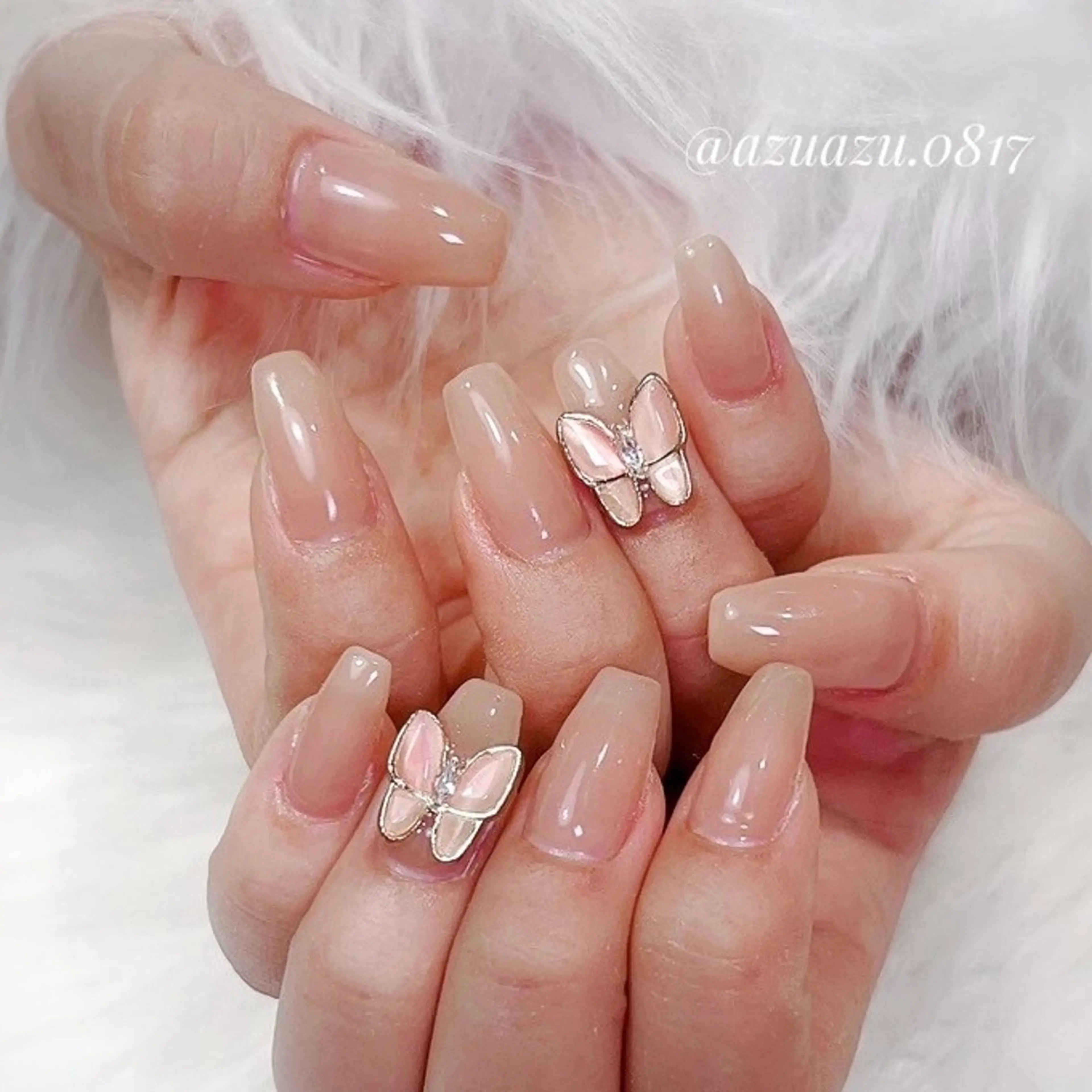 【HAND】ジェルワンカラーorラメグラデーション（一色）＋アート2本★オフ有⭕️の写真