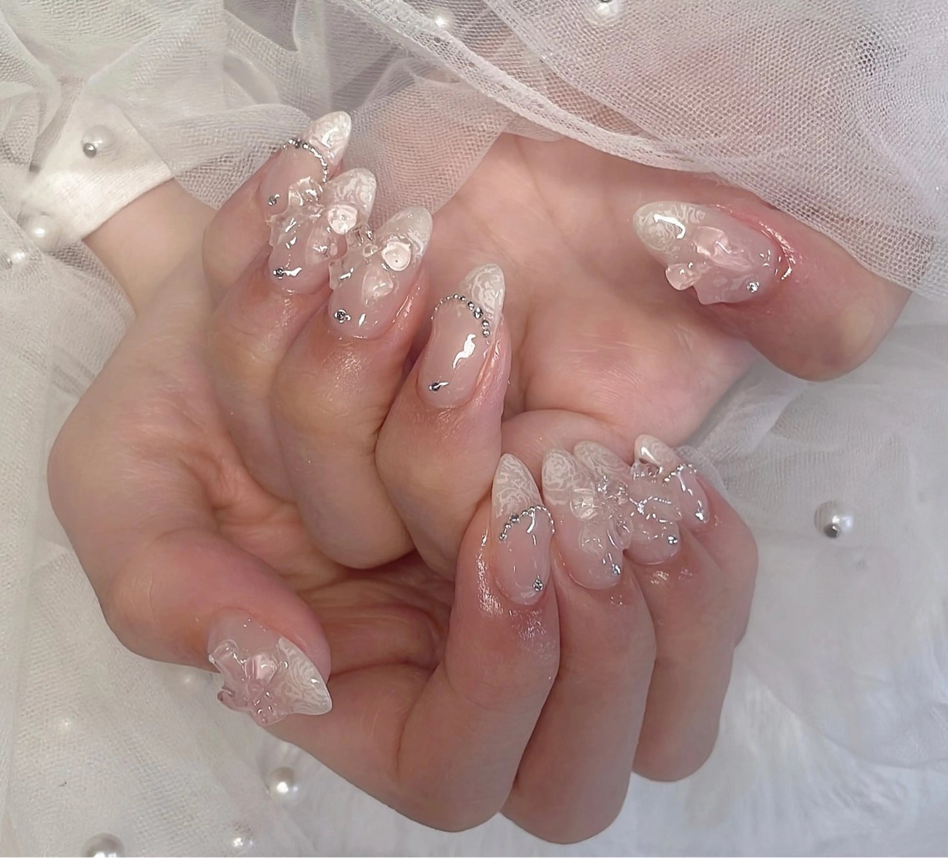 ネイル ハンドネイル 渋谷T&B りお ロング無制限中💫のネイルデザイン