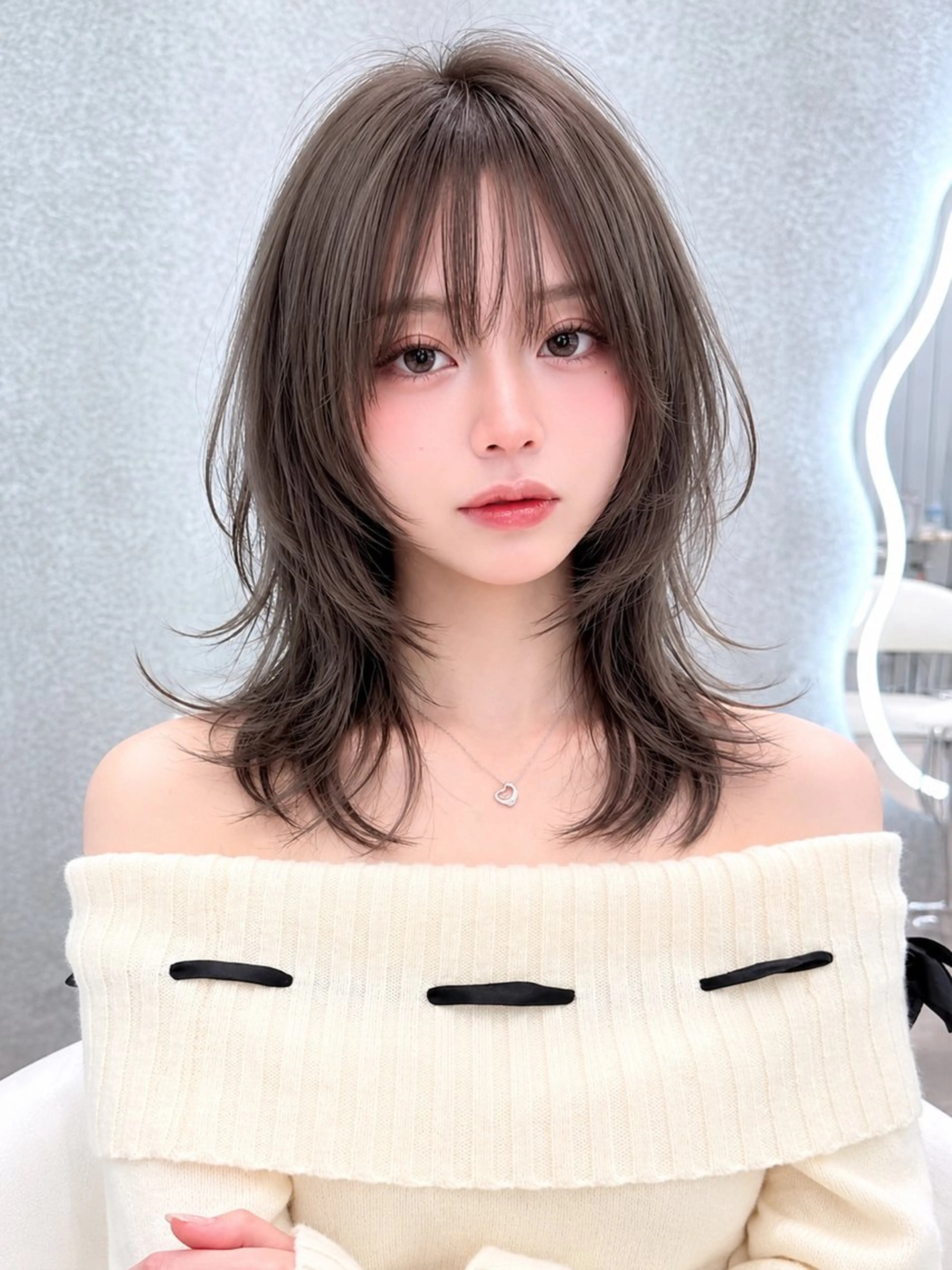 ミディアム ヘアアレンジ 韓国風ヘア レイヤーカット 小顔カット 縮毛矯正 カット トリートメント ヘアセット 大宮縮毛矯正🫧 ハッシュ特化しょうまのヘアスタイル