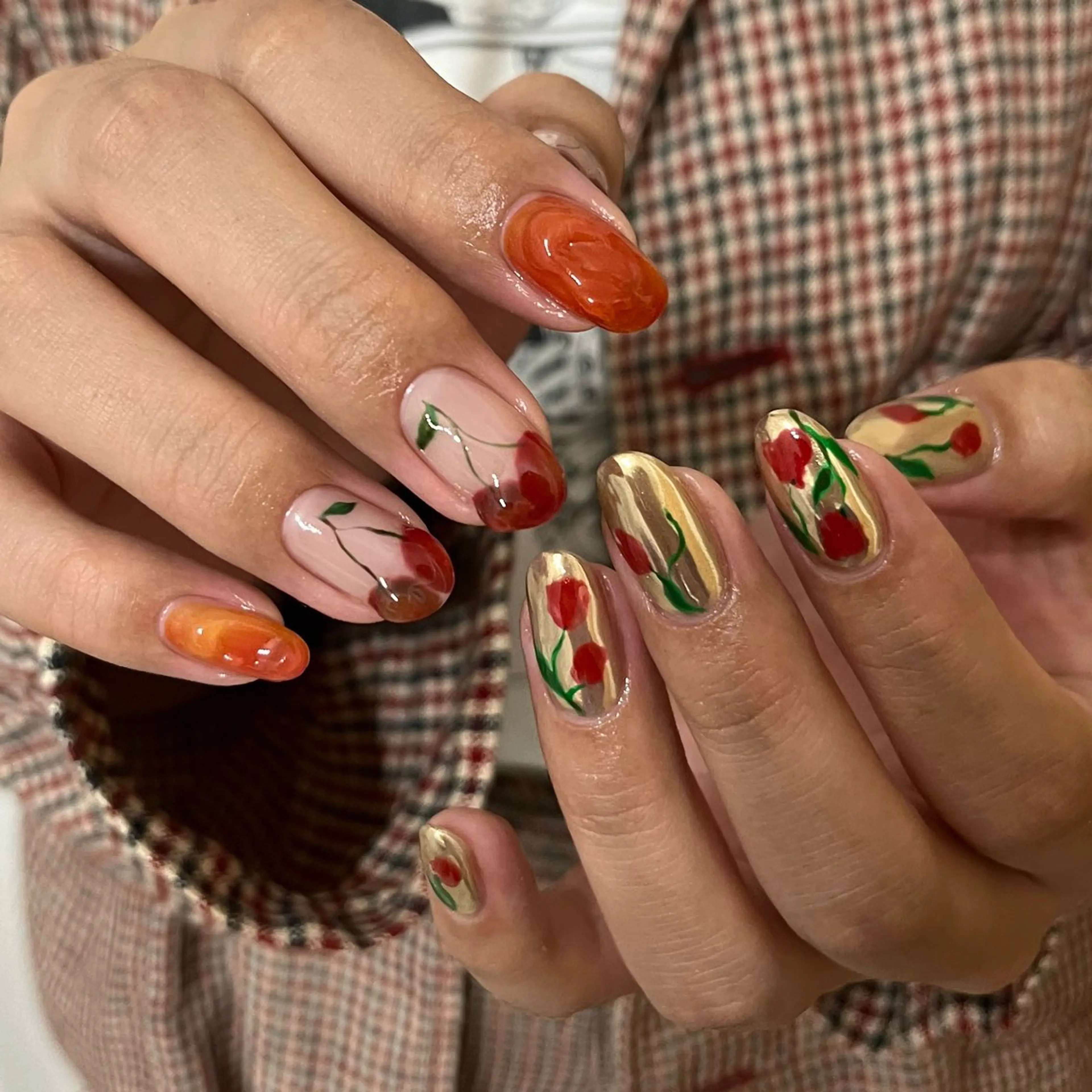 ネイル グリーン ハンドネイル vegh. nail／阿波座のネイルデザイン