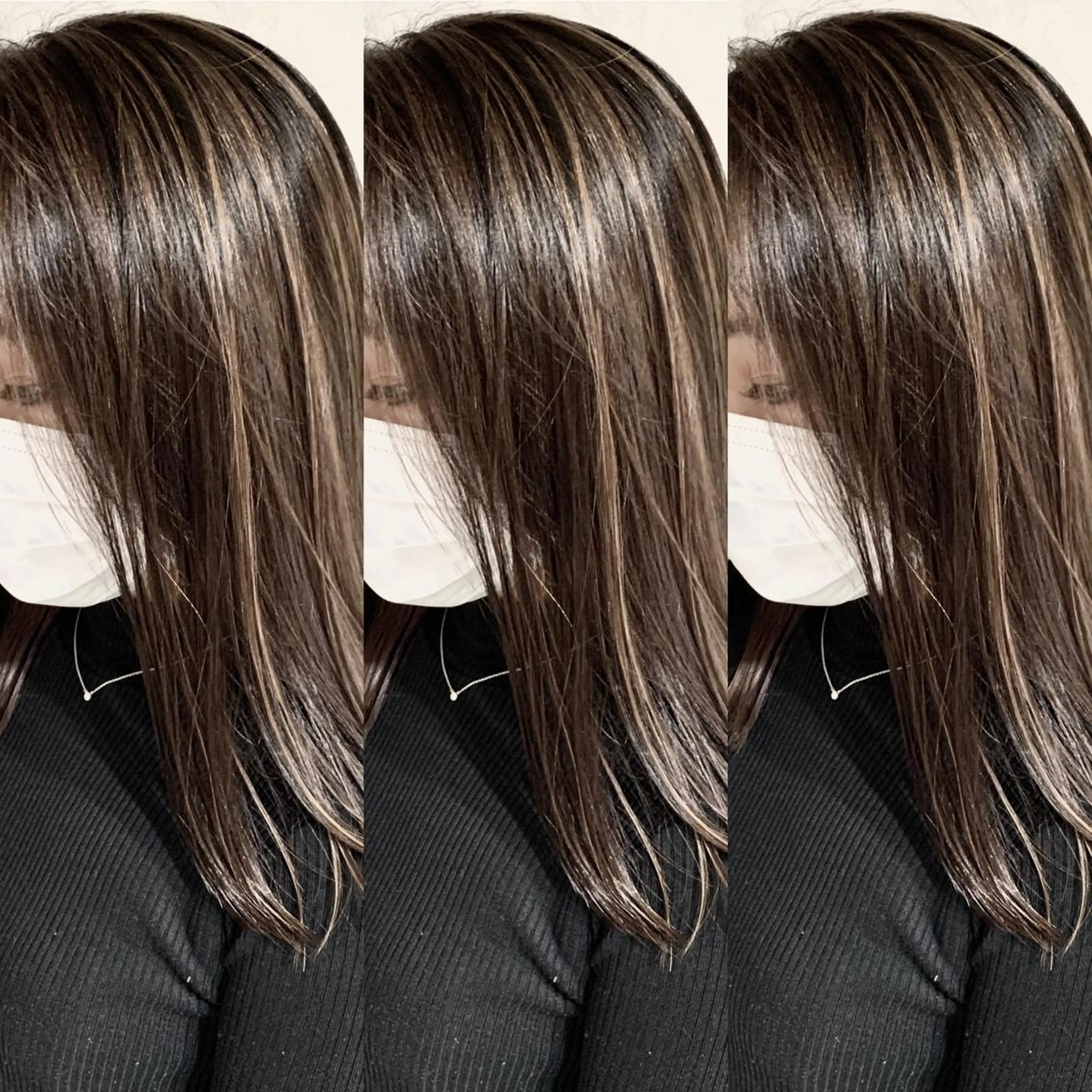 ミディアム カラー ヘアアレンジ バレイヤージュ ブリーチ ハイライトカラー ハイライト レイヤーカット ヘアカラー トリートメント 岡崎勇人/レイヤー/ 韓国/ケラチンTRのヘアスタイル