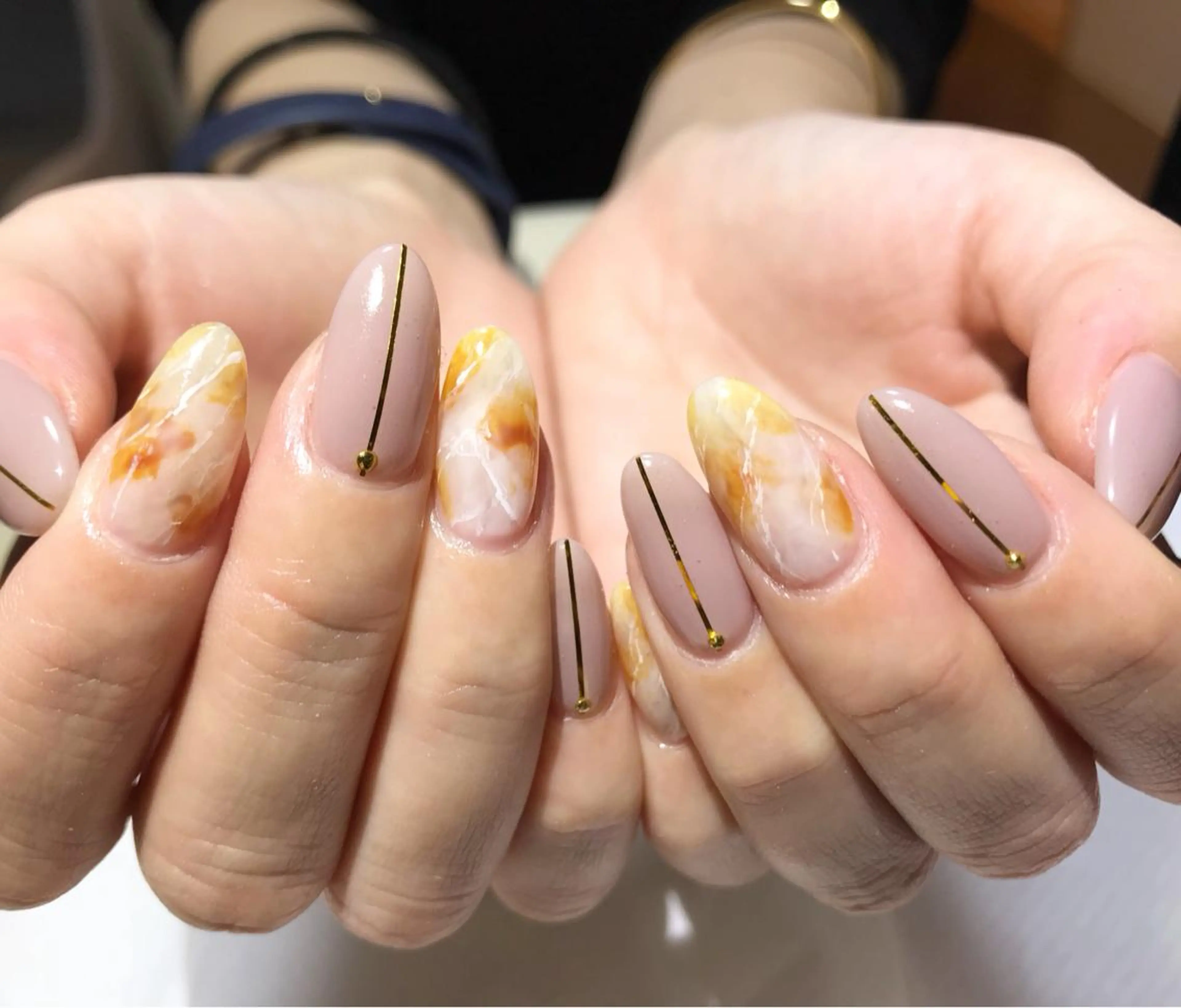 ネイル フットネイル 大理石ネイル(マーブル) ピンク ピンクベージュ シンプルネイル nail fufla ♡yamane♡のネイルデザイン