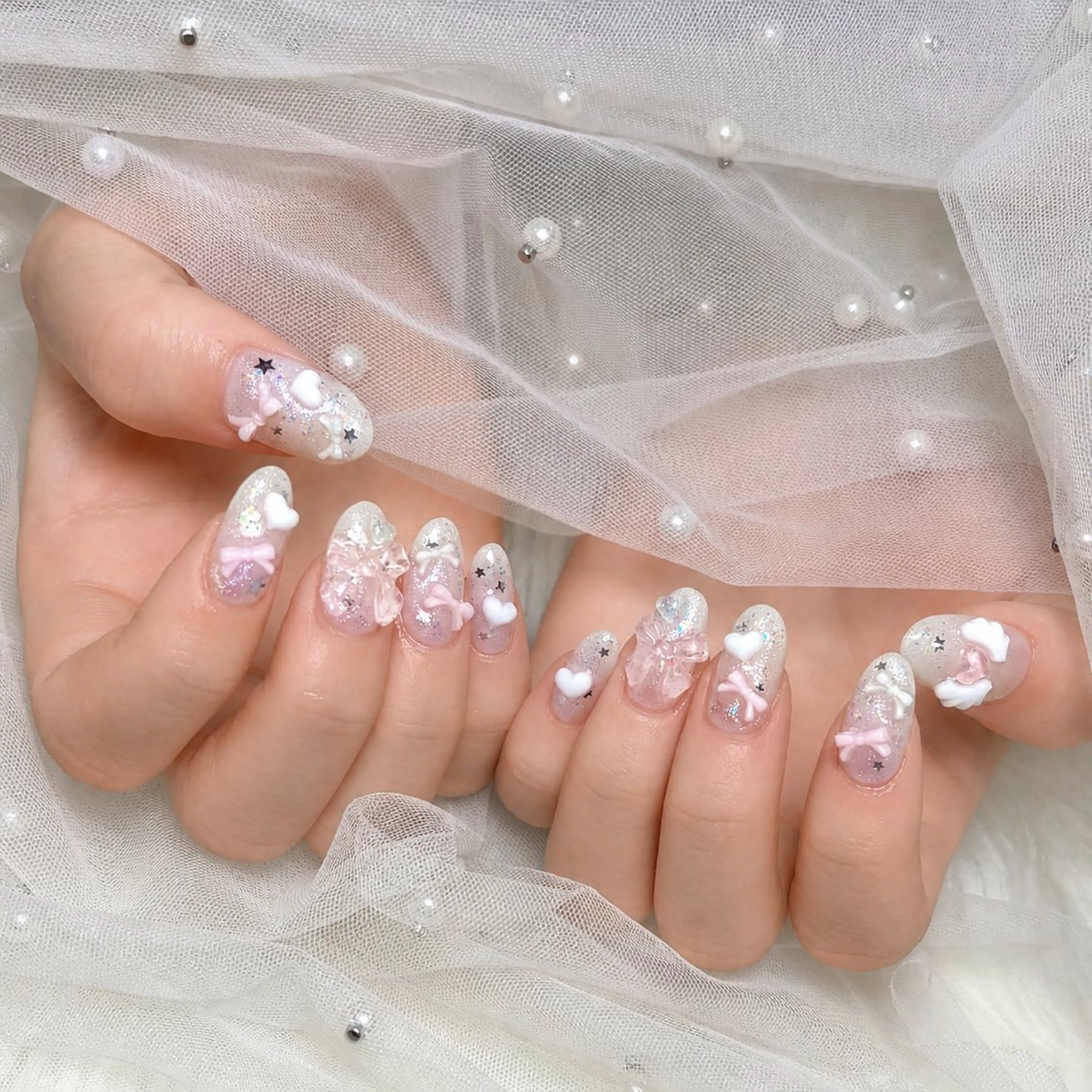 ネイル ガーリー ハート 持ち込み ピンク ぷっくりネイル ハンドネイル FLORANZ 🫧AIRI🫧のネイルデザイン