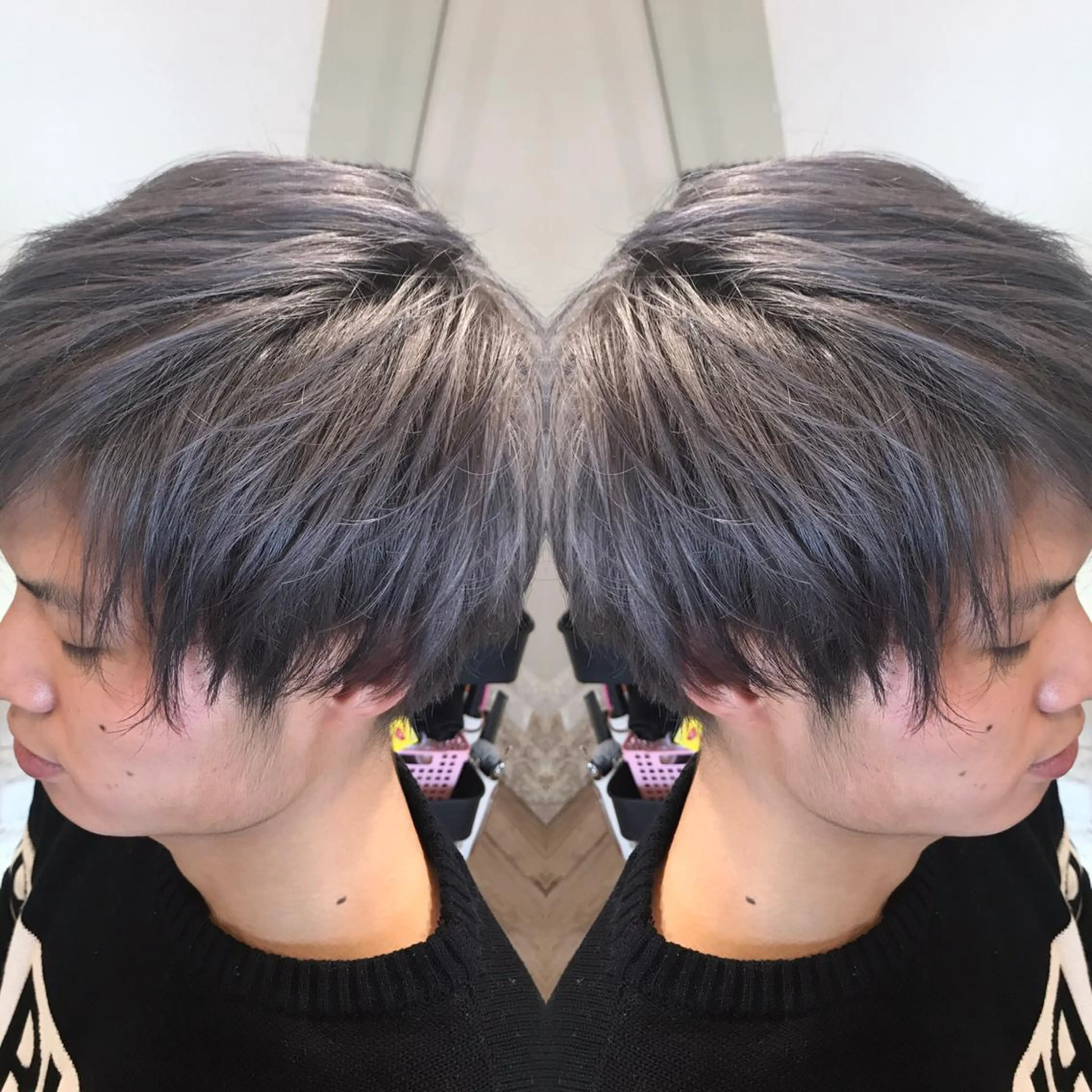 ショート カラー メンズ メンズブリーチ ブリーチ シルバー ヘアカラー 大久保 隆蔵のヘアスタイル