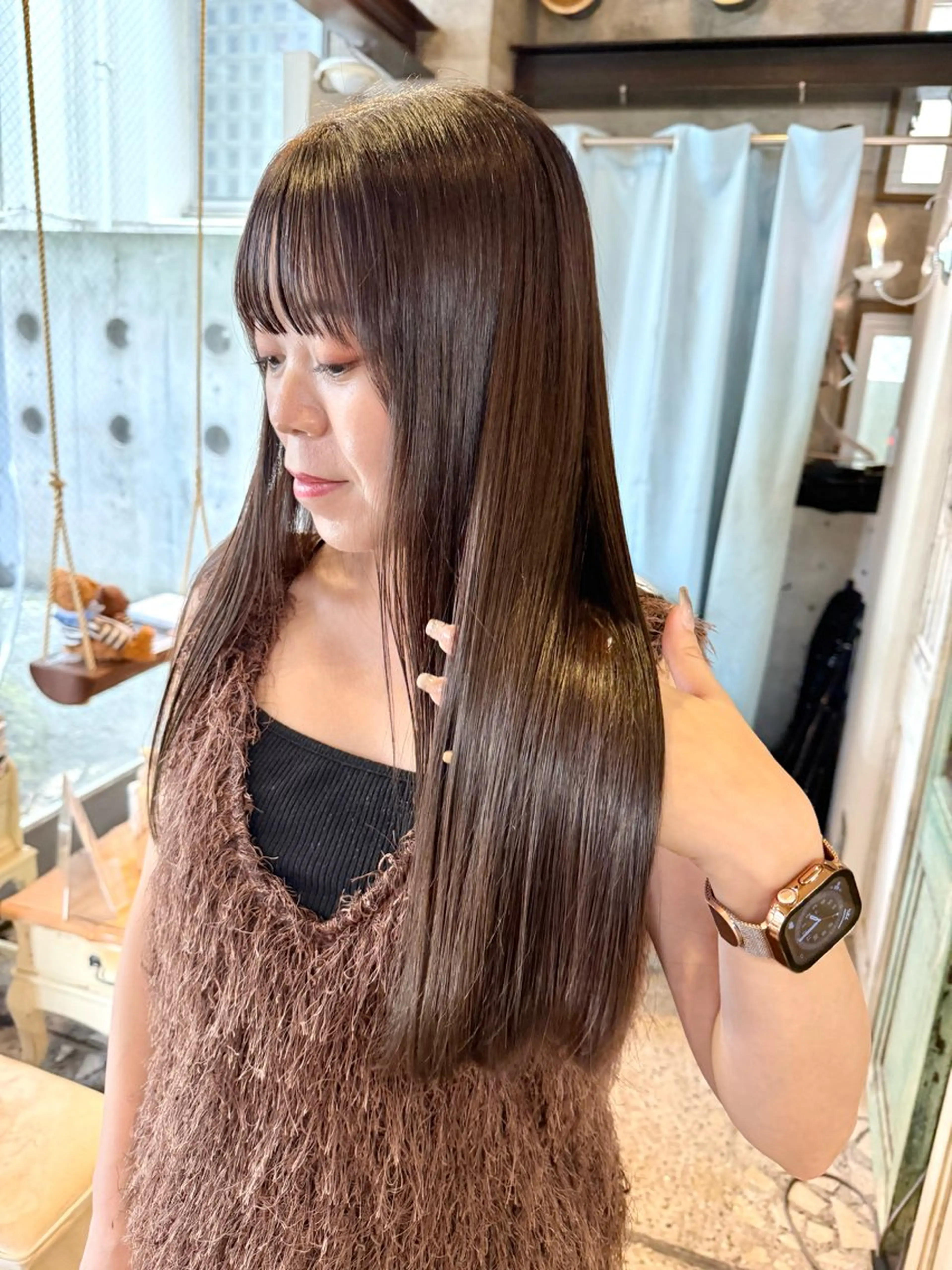 ロング カット 縮毛矯正 トリートメント 及川 光のヘアスタイル
