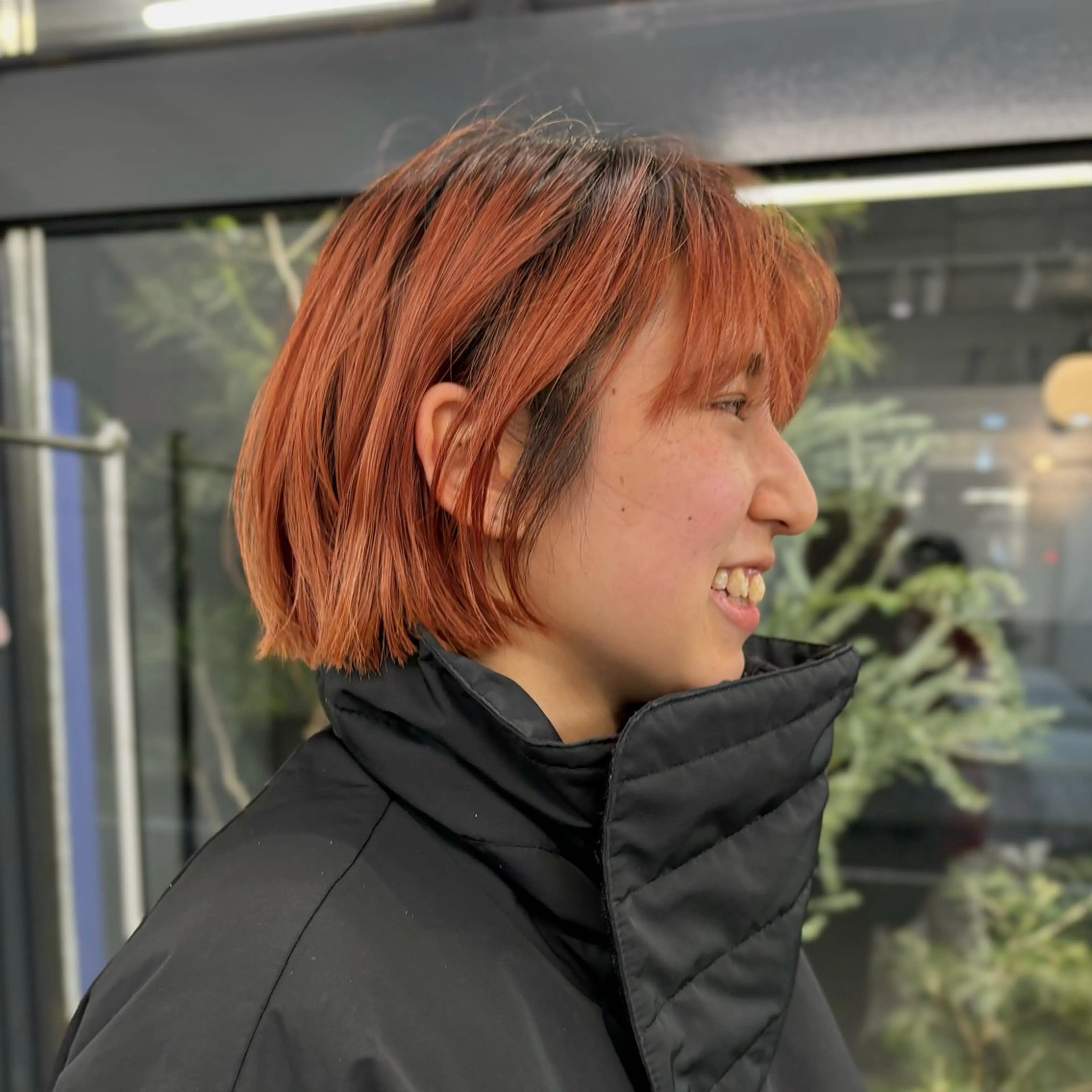 ミディアム カラー 切りっぱなしボブ ボブ カット ヘアカラー Elme   蔵前所属・顔周りカット/透明感 カラー/rioのヘアスタイル