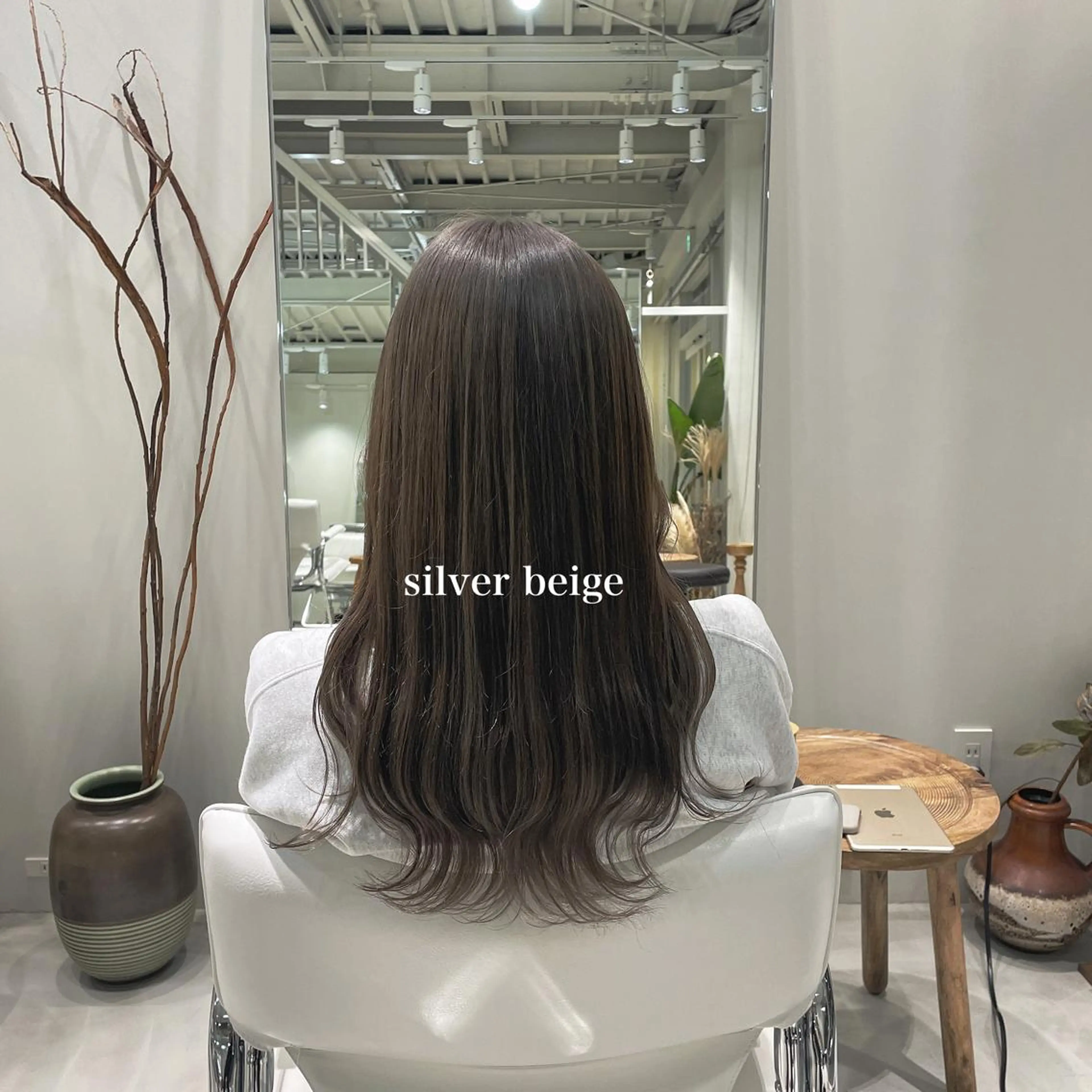 ロング カラー ベージュカラー 透明感カラー シルバー 峯崎 葵のヘアスタイル