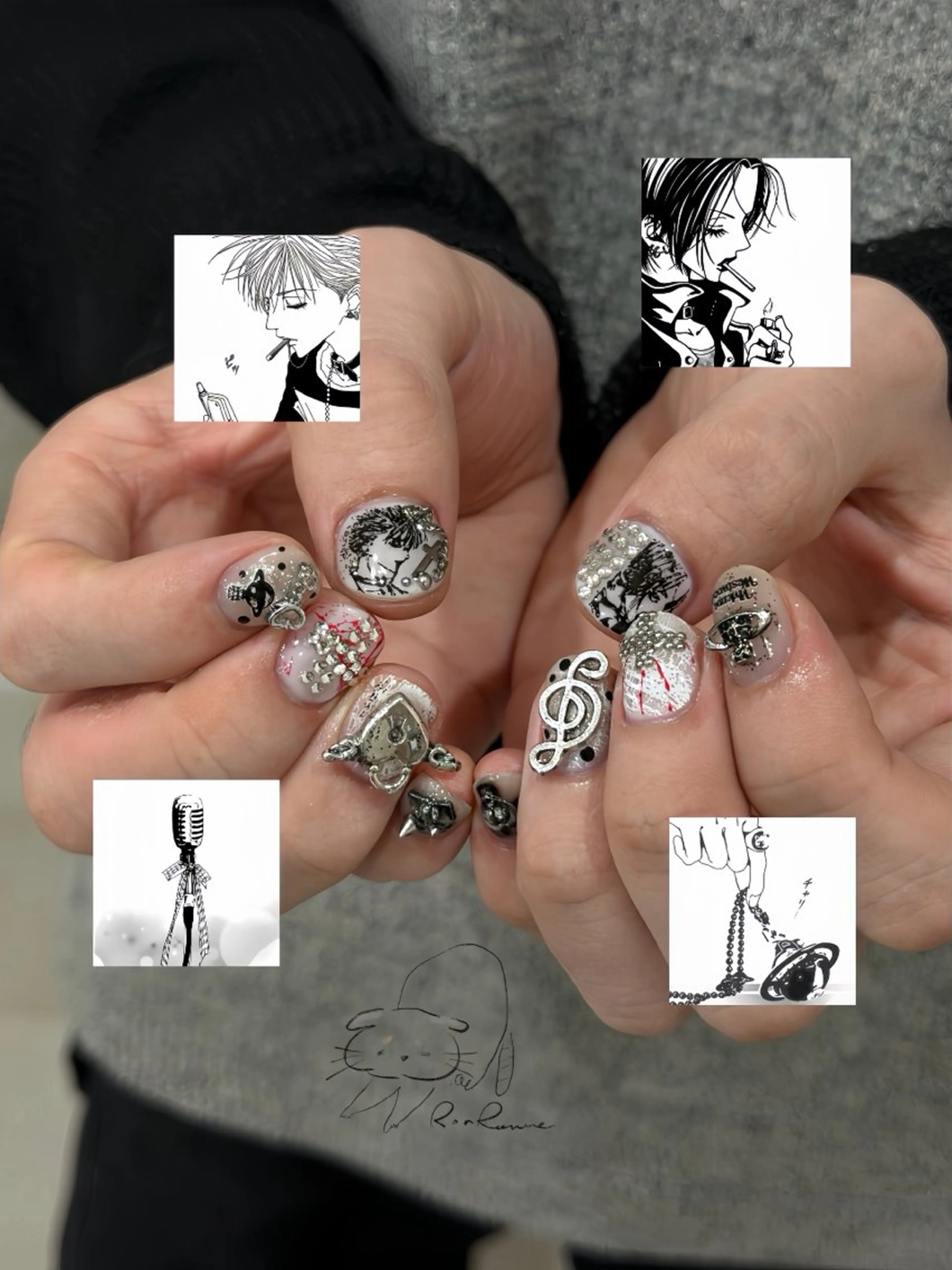 ネイル オーロラネイル 長さ出し フレンチネイル ジェルネイル ミラーネイル ハンドネイル ronronne .のネイルデザイン