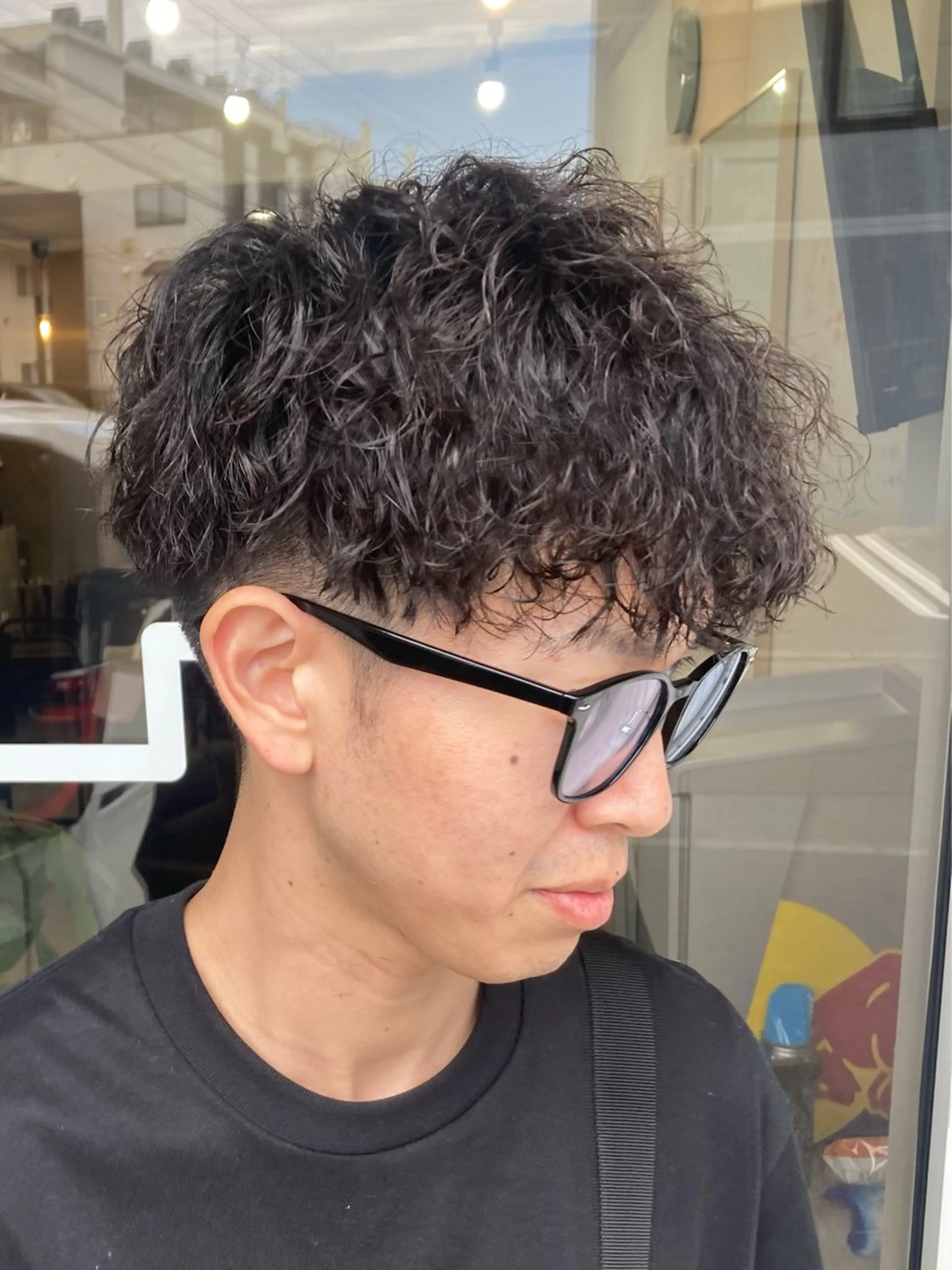 ミディアム パーマ メンズ マッシュ 深堀 勇弥のヘアスタイル