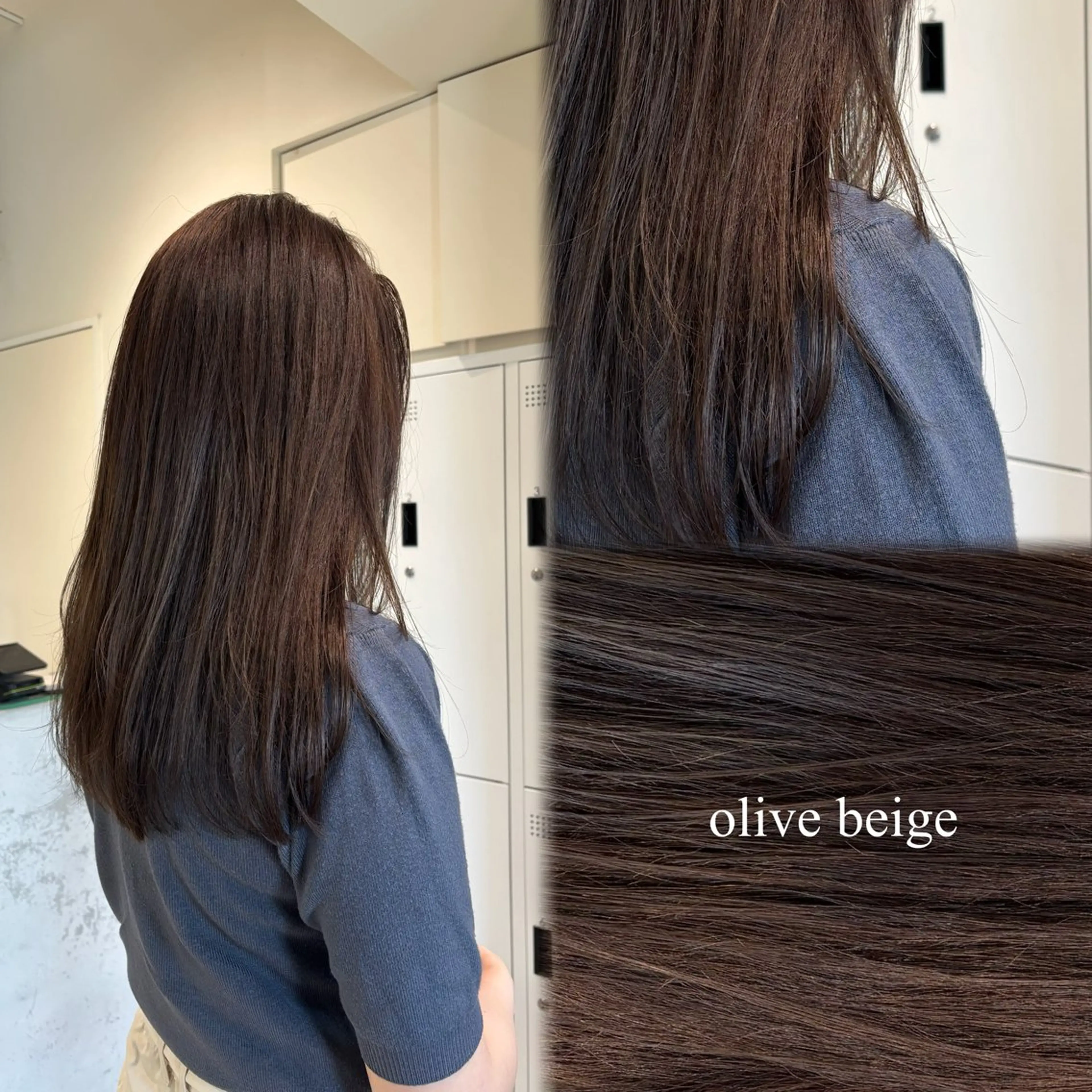 セミロング カラー ベージュカラー ヘアカラー 垢抜け小顔レイヤー オリーブ/スミレのヘアスタイル