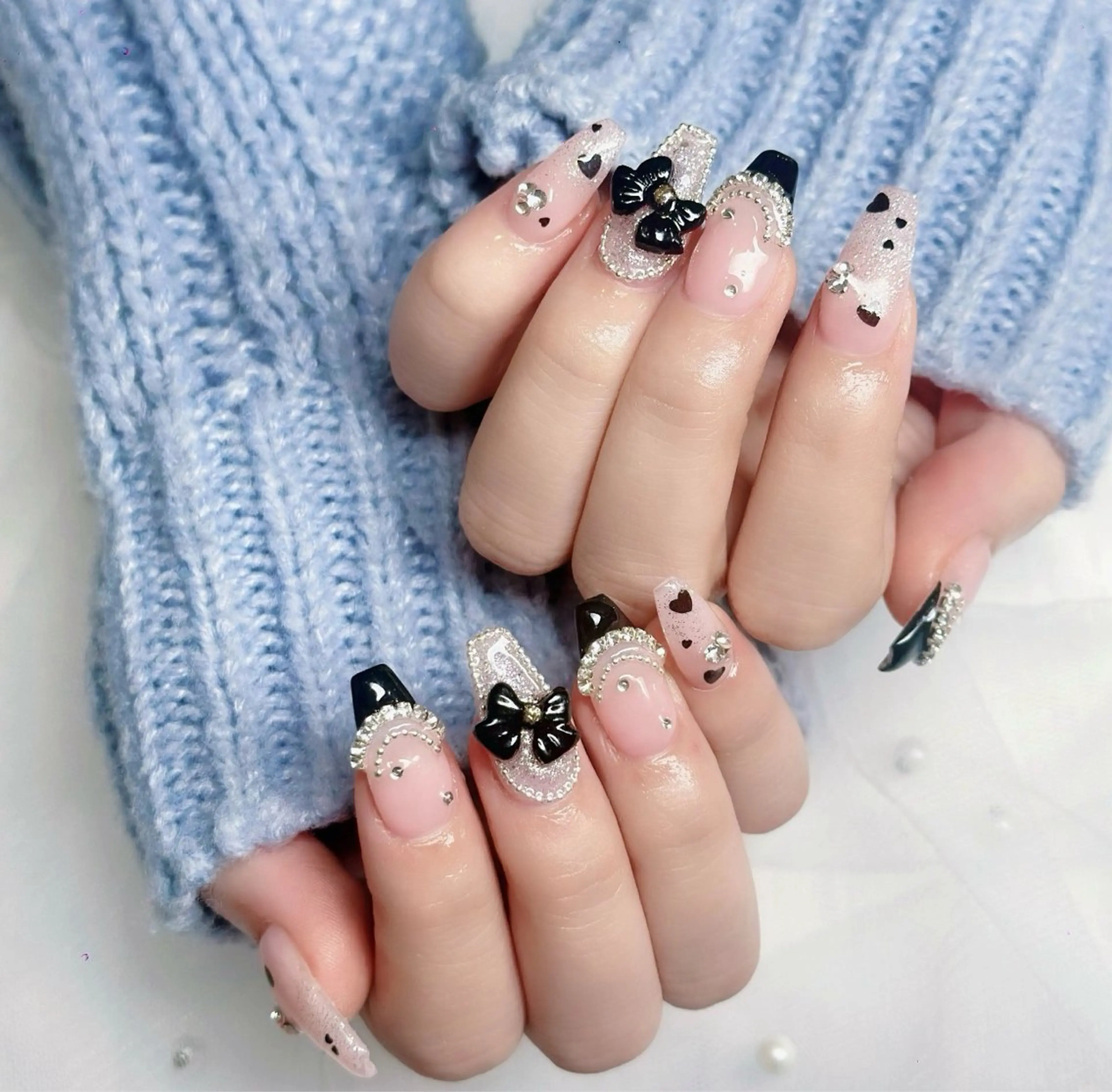 ネイル 長さ出し フレンチネイル 韓国ネイル レース マグネットネイル ハンドネイル yuna ユナのネイルデザイン