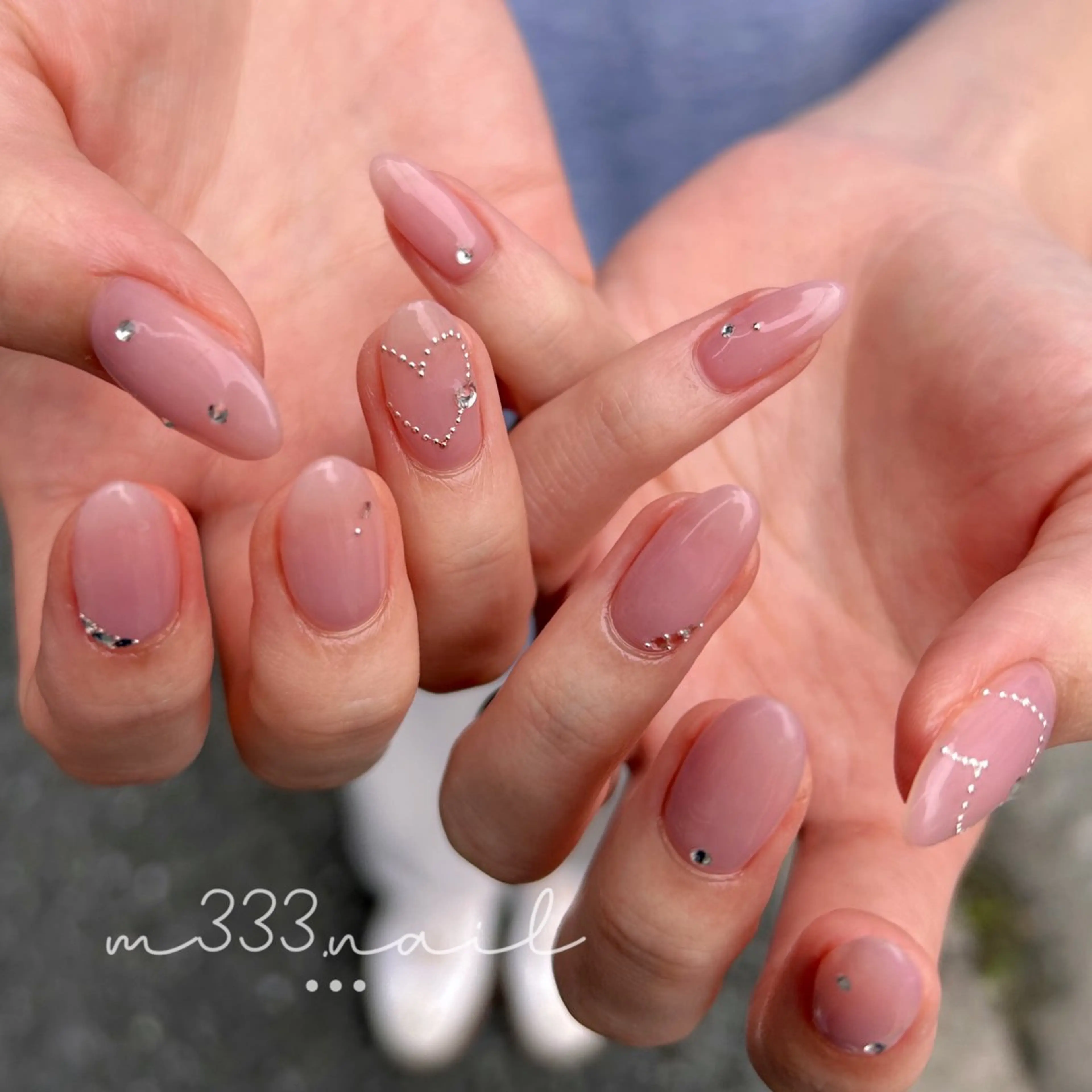 ネイル ガーリー ハート キラキラネイル ピンク ハンドネイル MILE. mukonosouのネイルデザイン