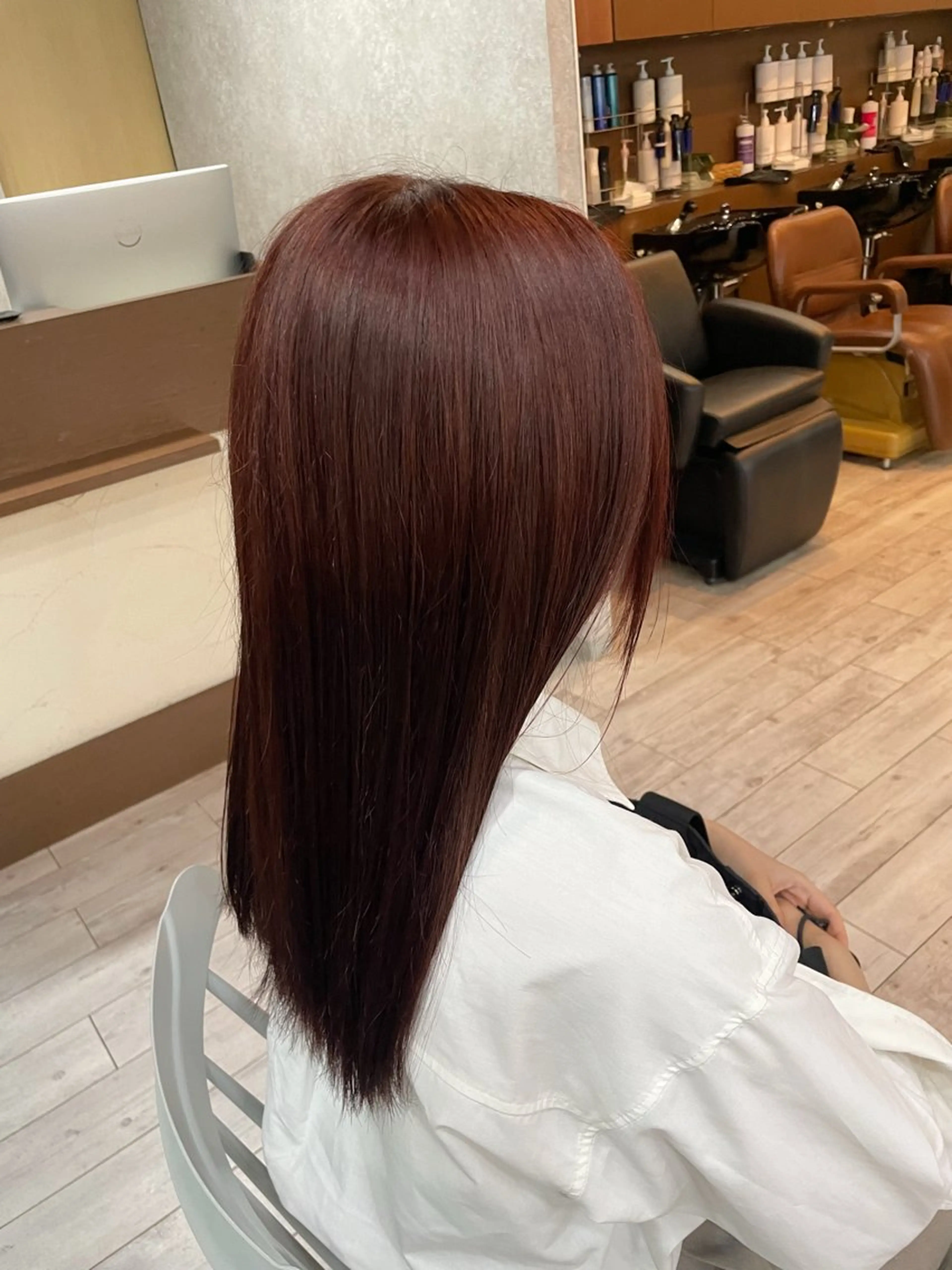 セミロング カラー ブラウンカラー オレンジ オレンジブラウン ヘアカラー トリートメント イワタ マハ/ minim hairのヘアスタイル