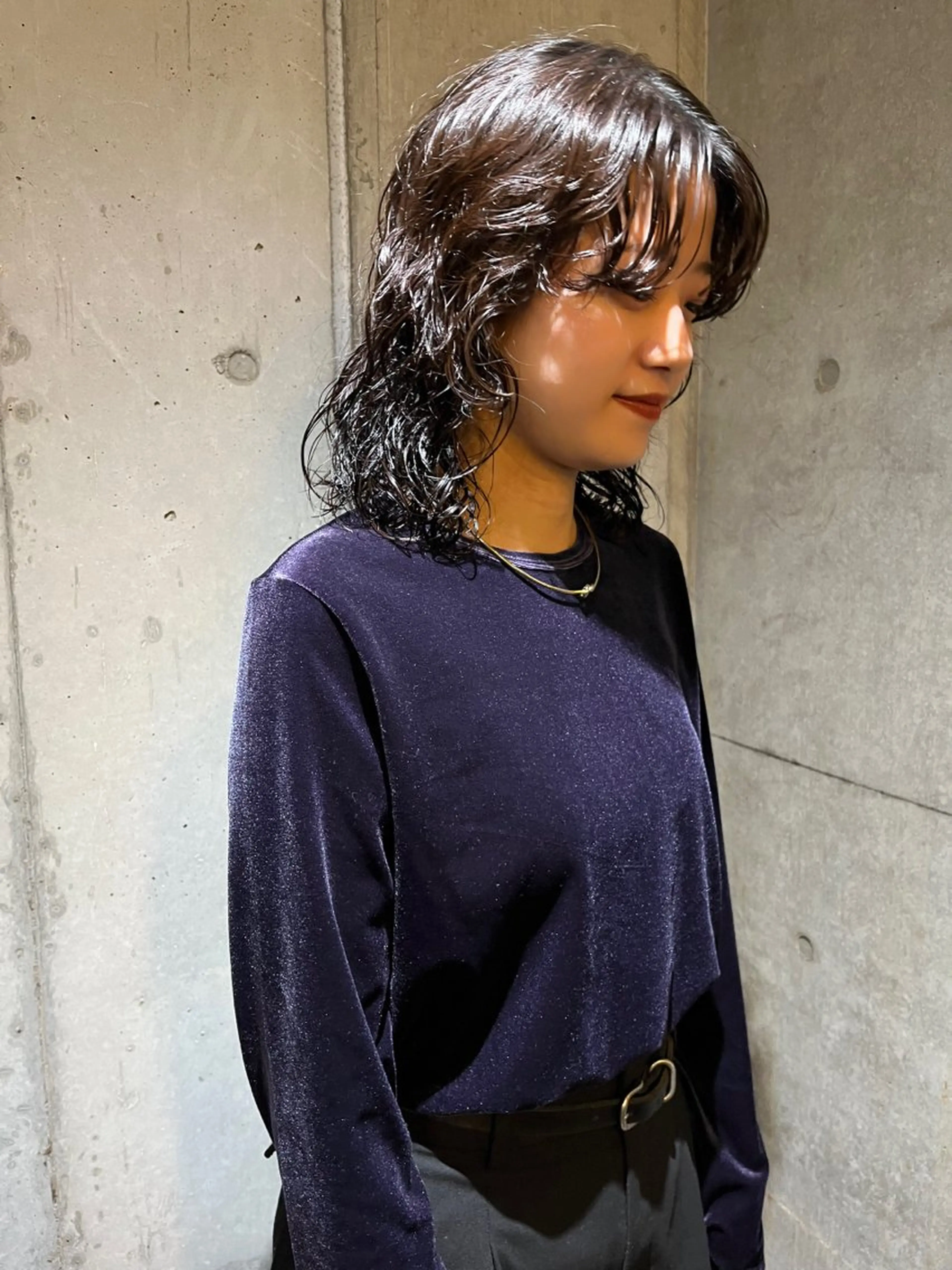 ミディアム パーマ カット パーマ トリートメント ハイトーン/顔まわり レイヤー/YUKAのヘアスタイル