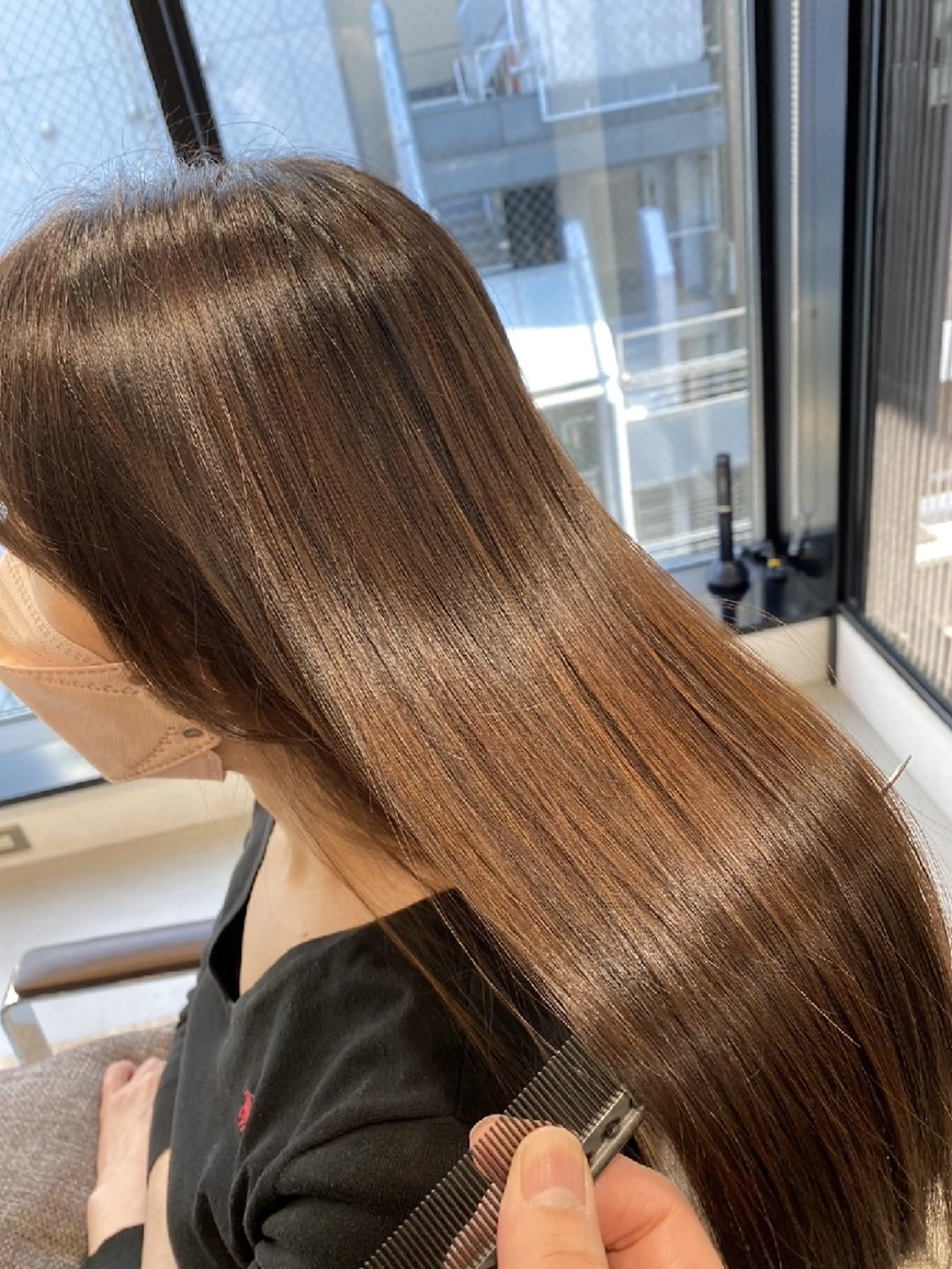 ロング トリートメント カット 縮毛矯正 深夜まで営業中‼️ レム髪質改善のヘアスタイル