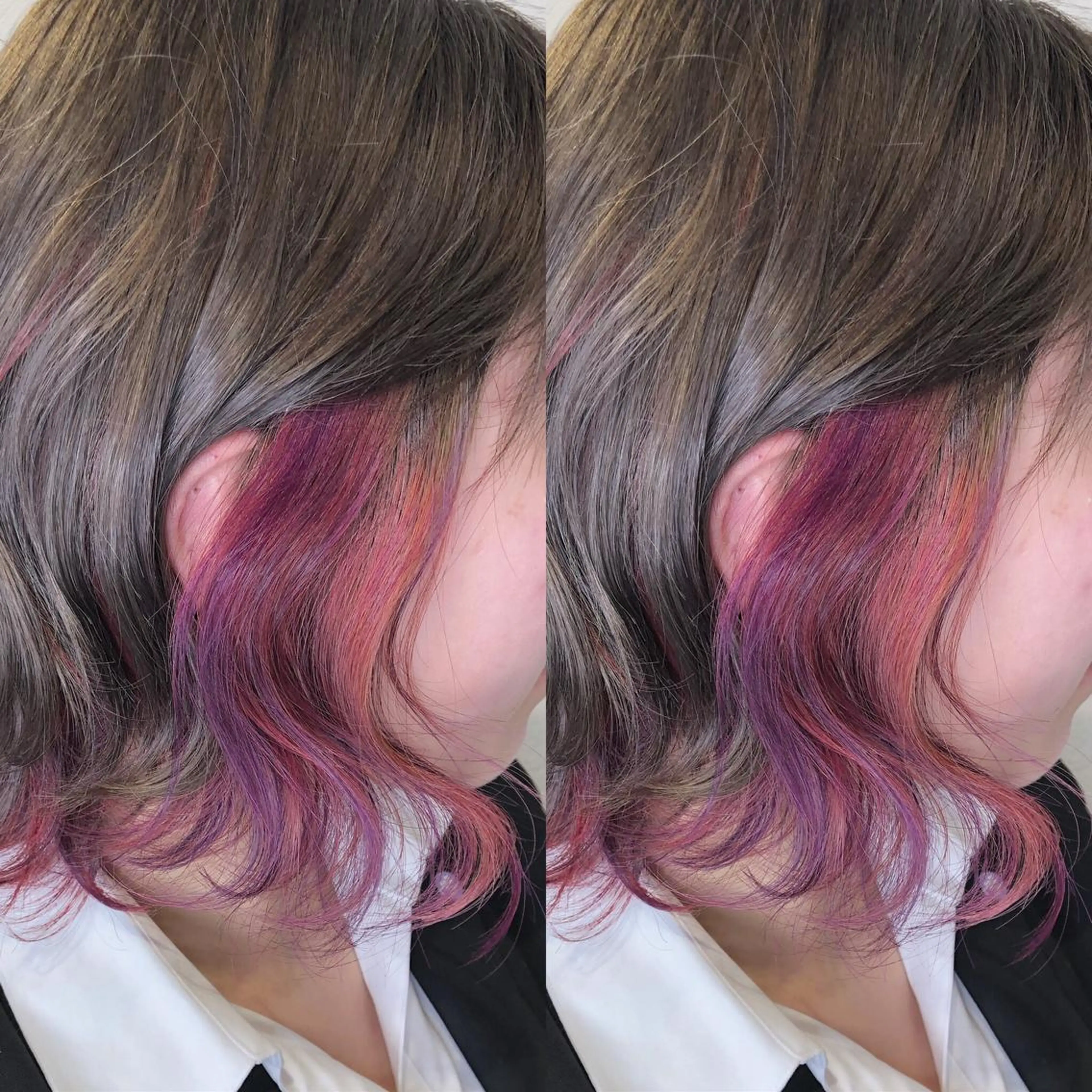 ミディアム カラー ブリーチ ピンクカラー ピンクパープル パープルカラー あさだ しゅうたろうのヘアスタイル