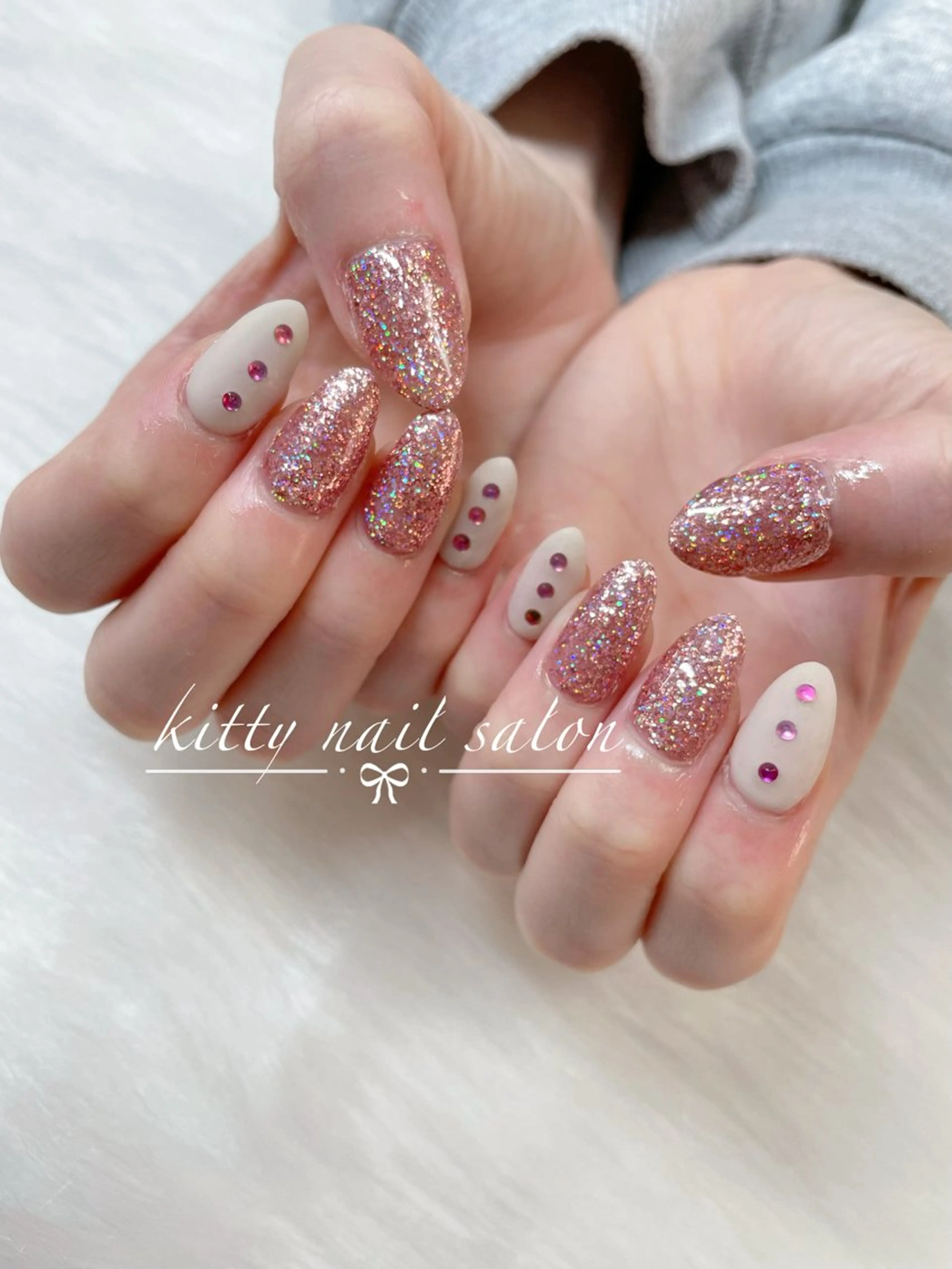 ネイル フレンチネイル マグネットネイル マグネットフレンチ ミラーネイル シンプルネイル kitty nail salonのネイルデザイン