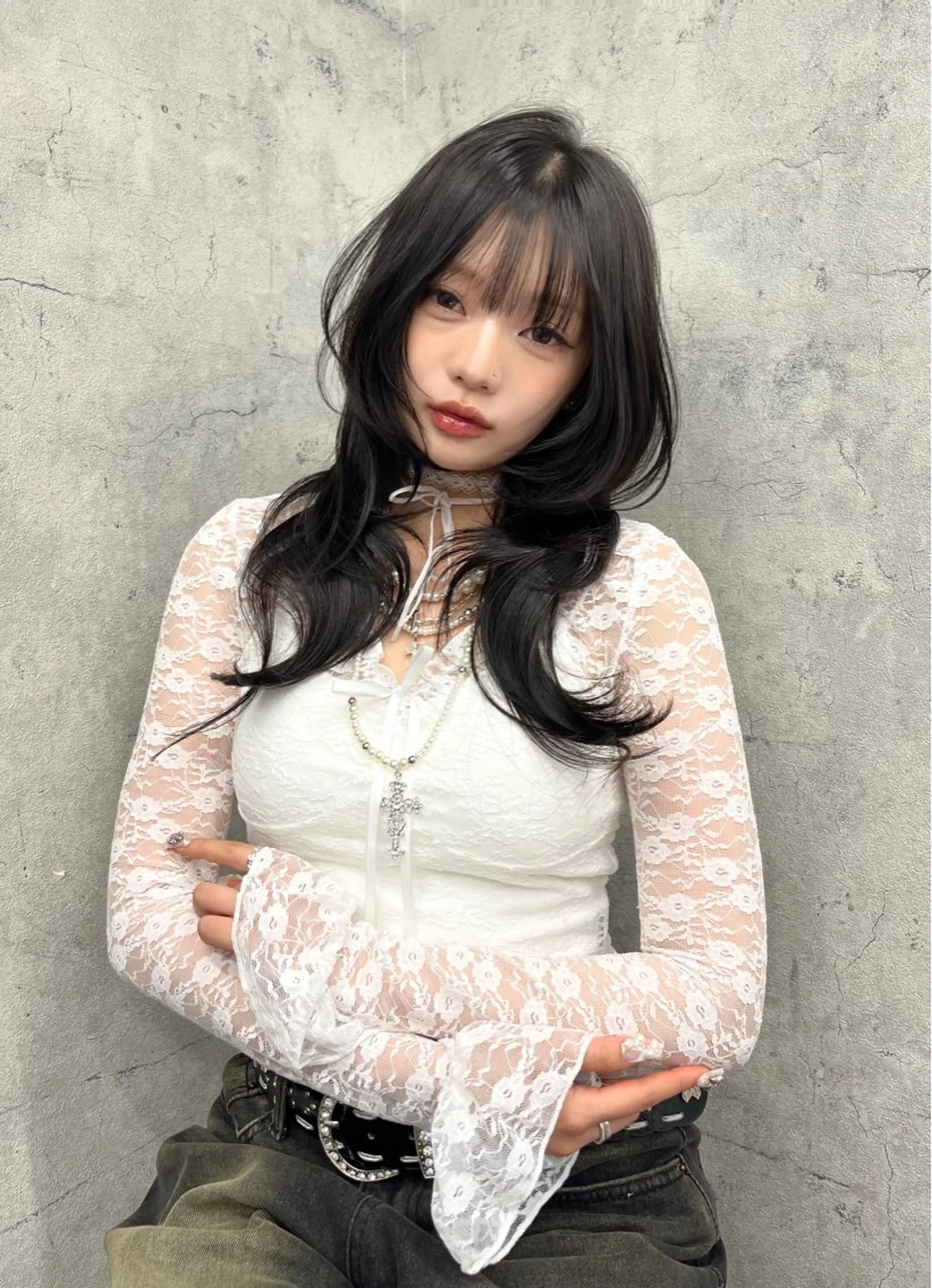 ロング カット ヘアカラー トリートメント ハイトーン/レイヤー 💜Akaneのヘアスタイル