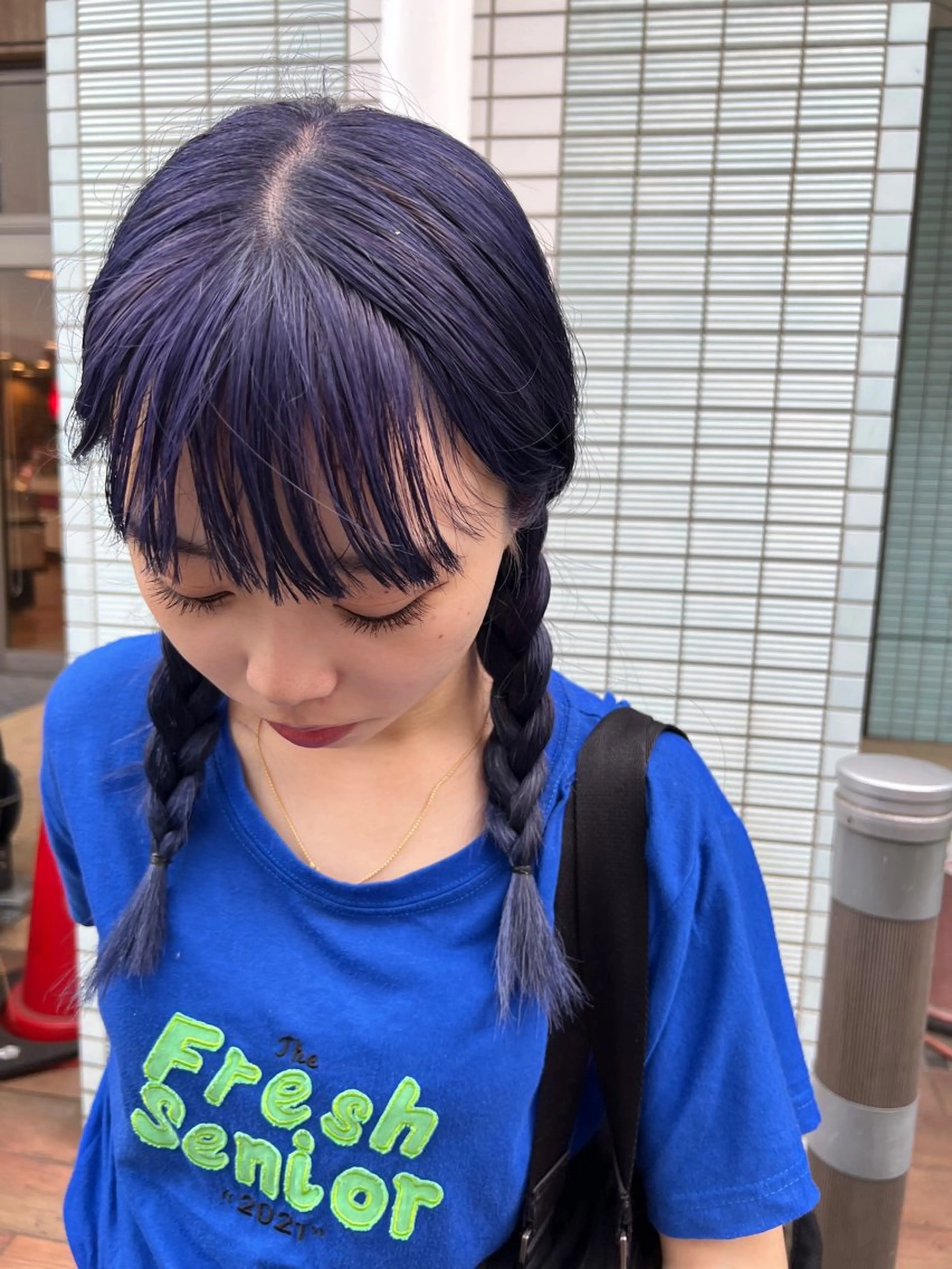 セミロング カラー ブルーカラー ブルーパープル パープルカラー 透明感/血色カラー/ 似合せレイヤー/ゆいのヘアスタイル