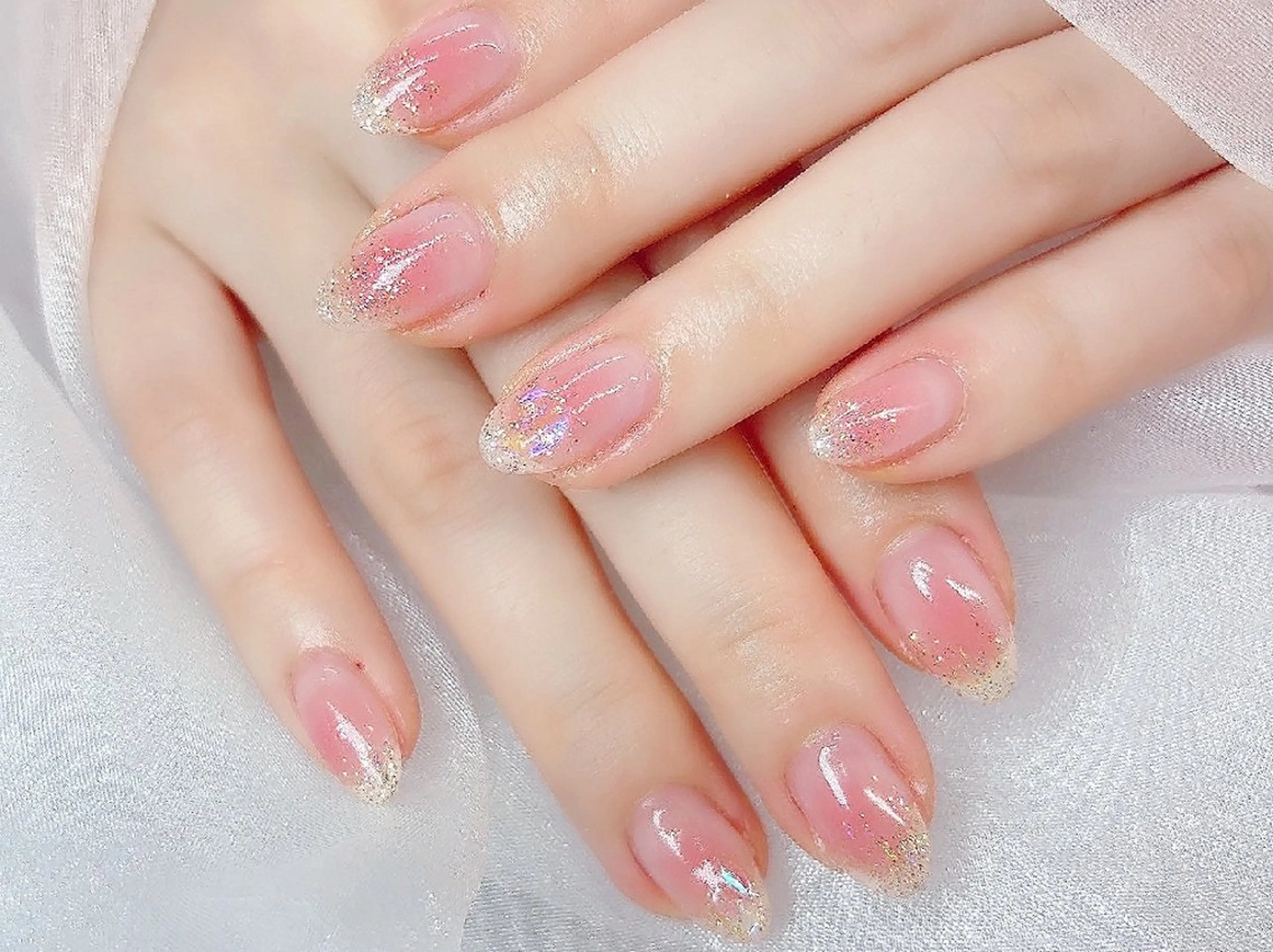 ネイル フラッシュネイル フレンチネイル キラキラネイル ラメ(グリッター) マグネットネイル Chouette Nailのネイルデザイン