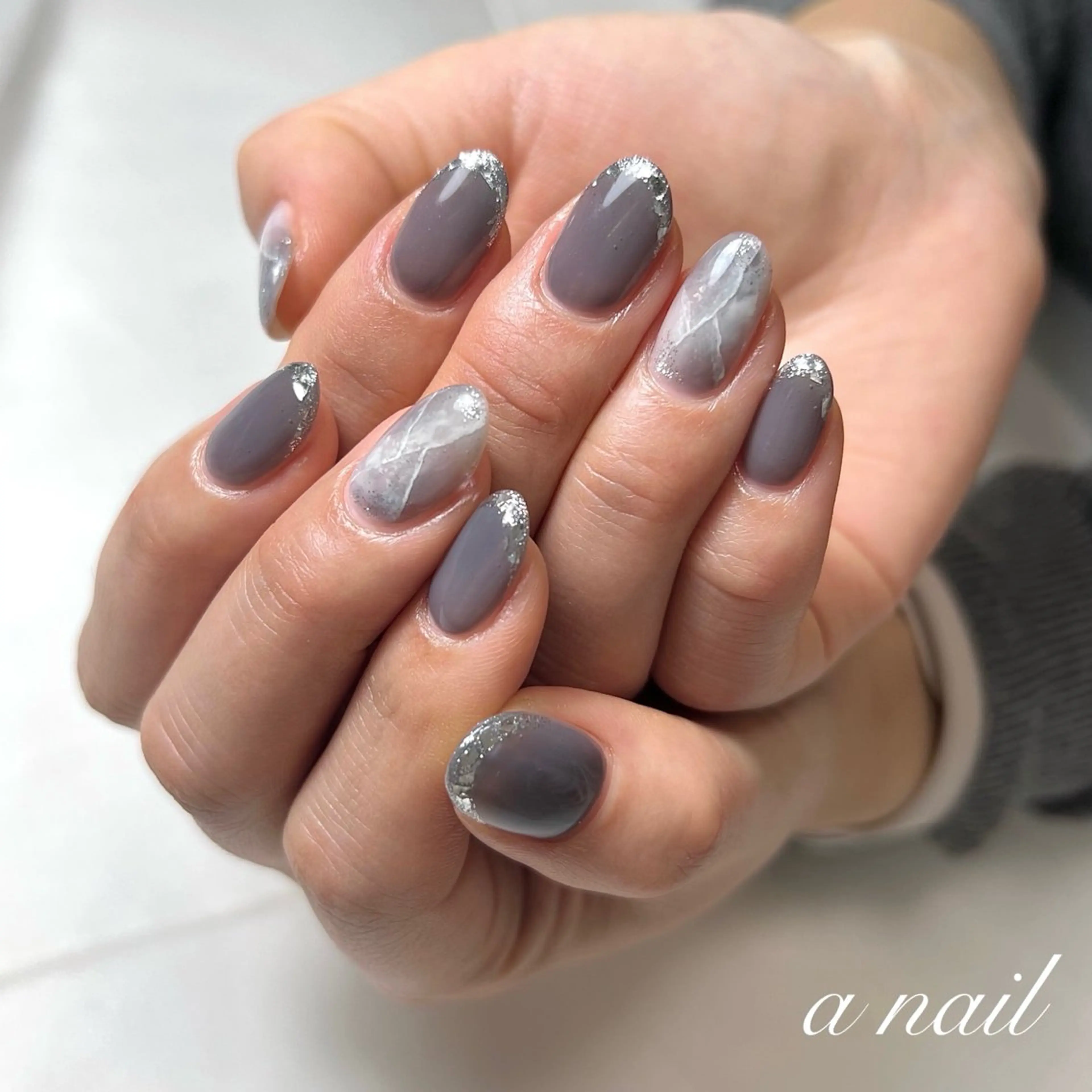 ネイル フレンチネイル ガラスフレンチ 持ち込み ニュアンスネイル Salon_ a.nailのネイルデザイン
