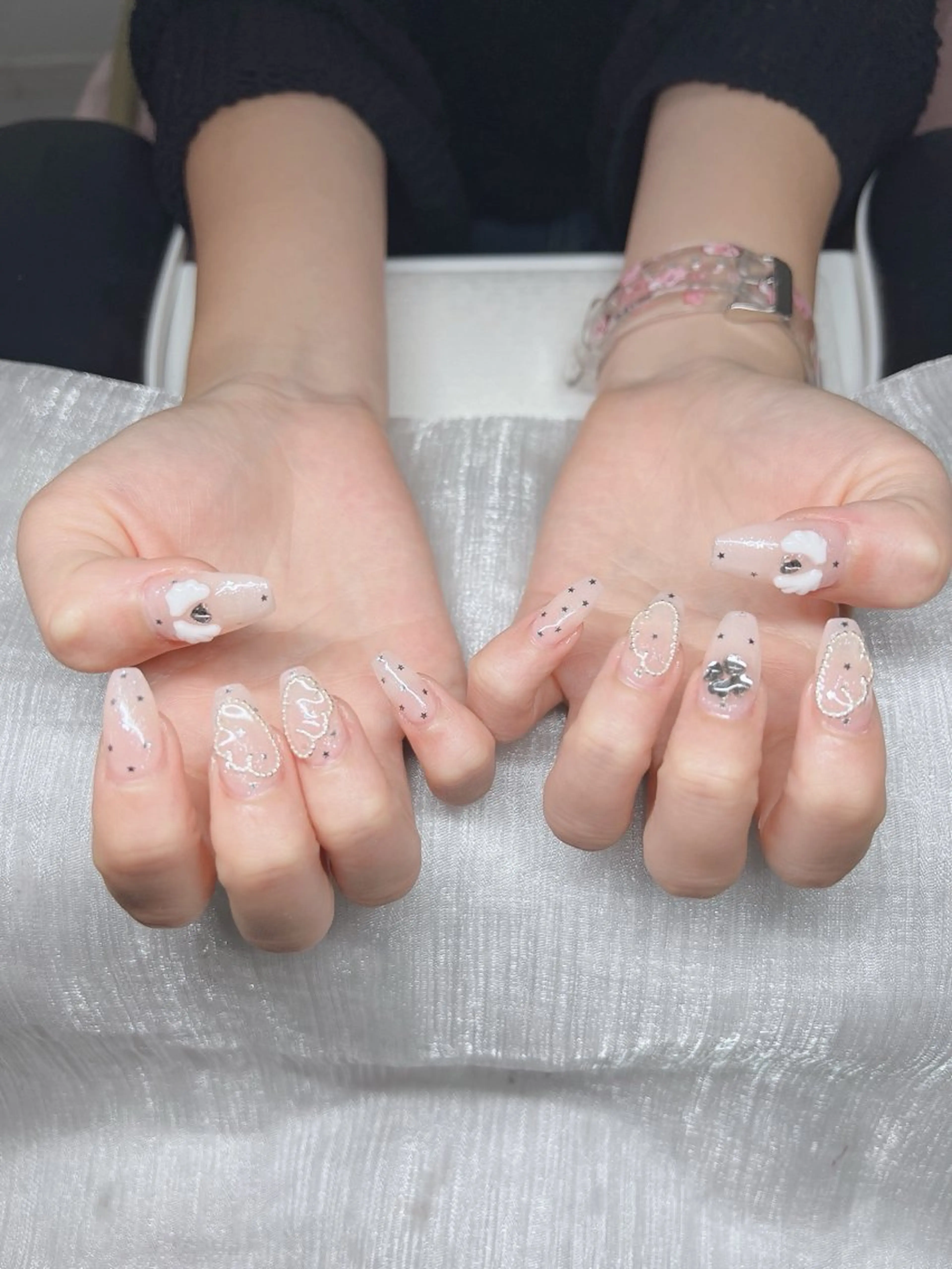 ネイル オーロラネイル チークネイル 長さ出し フットネイル フレンチネイル ハンドネイル Lee Nails チップ長さだし専門店のネイルデザイン