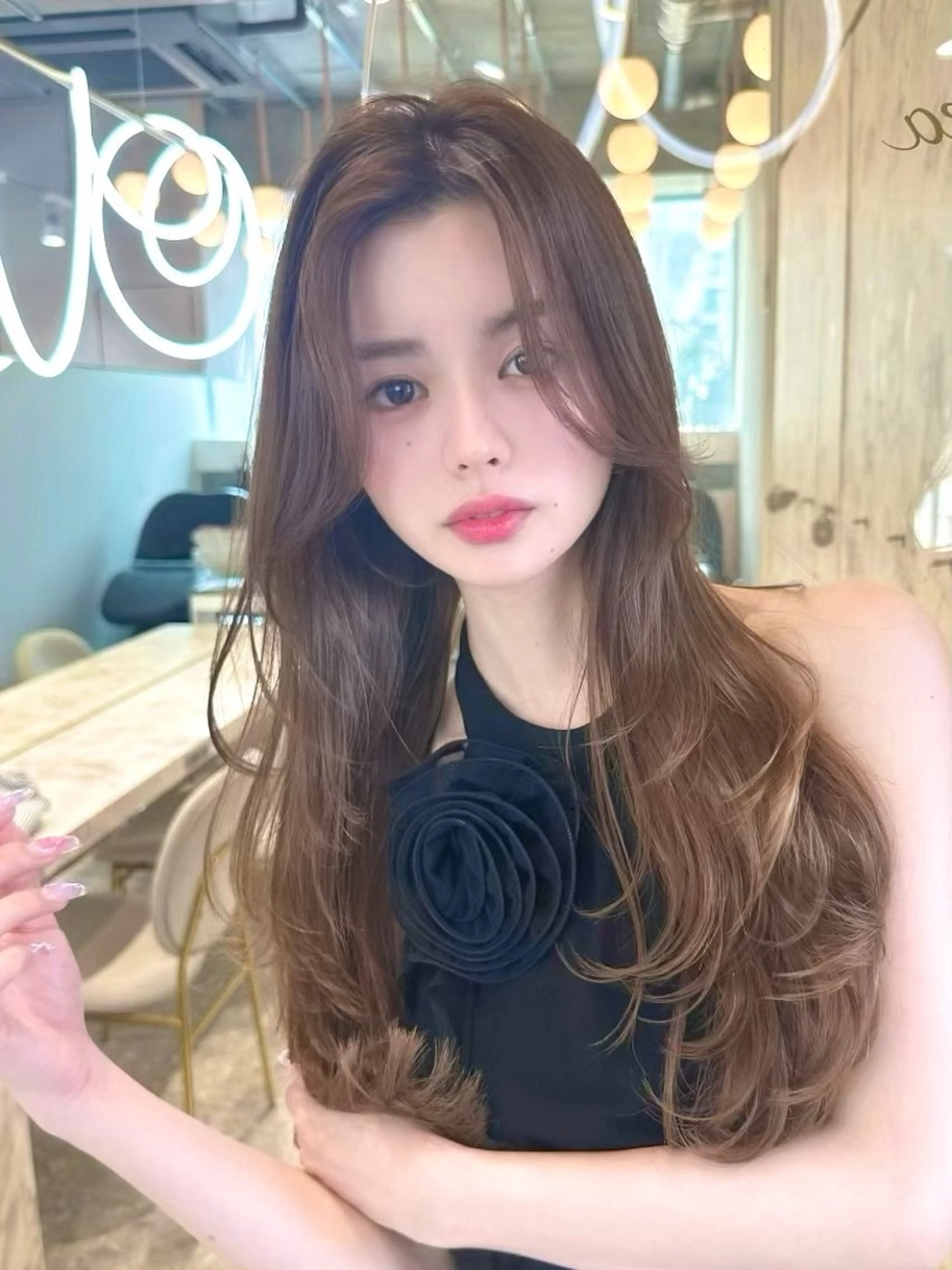 セミロング カラー カット 新宿/韓国レイヤー 髪質改善カラー/角所のヘアスタイル