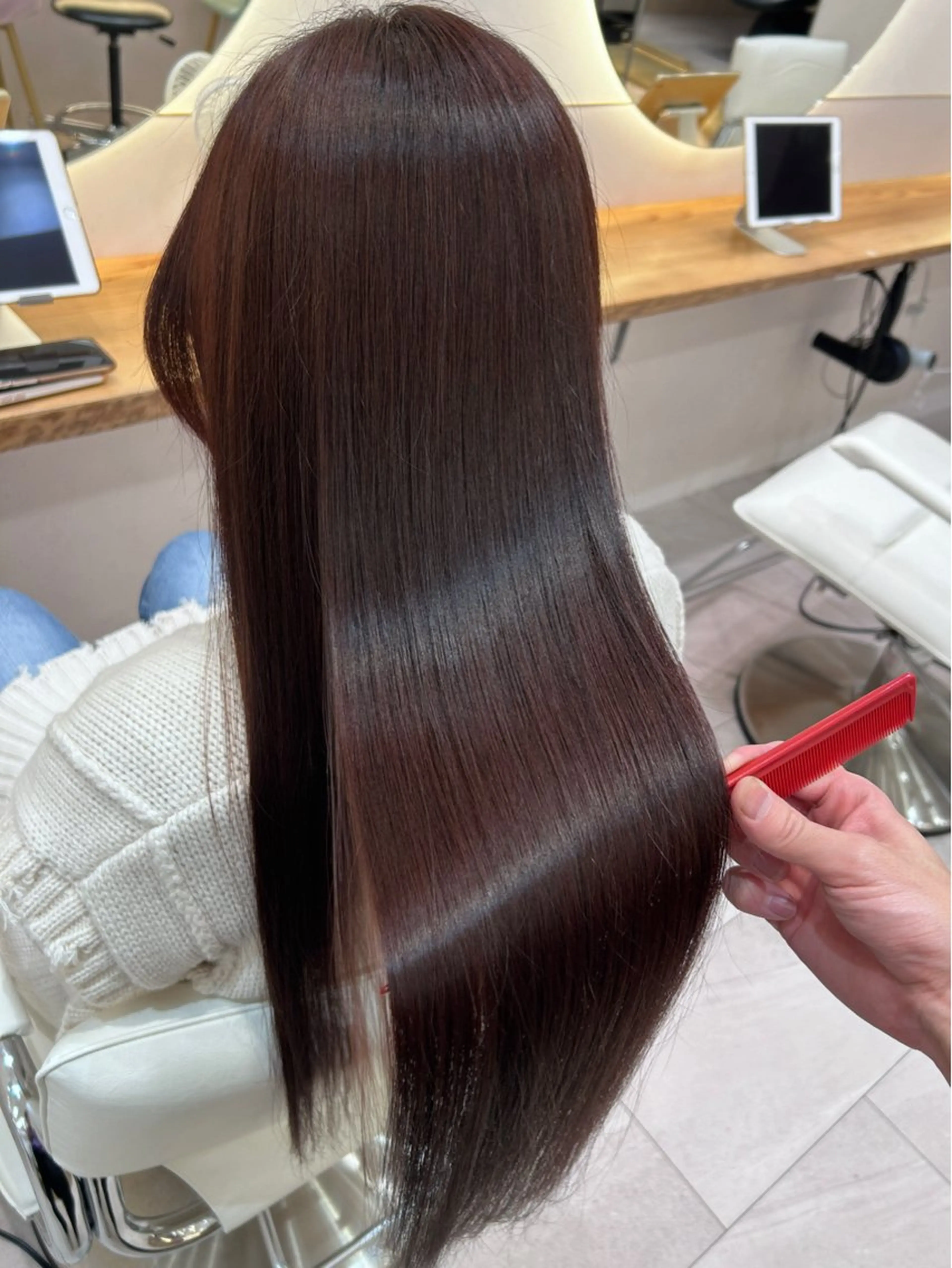 ロング 髪質改善 縮毛矯正 トリートメント ボブ/レイヤーボブ/ 髪質改善/梶川 夏季のヘアスタイル