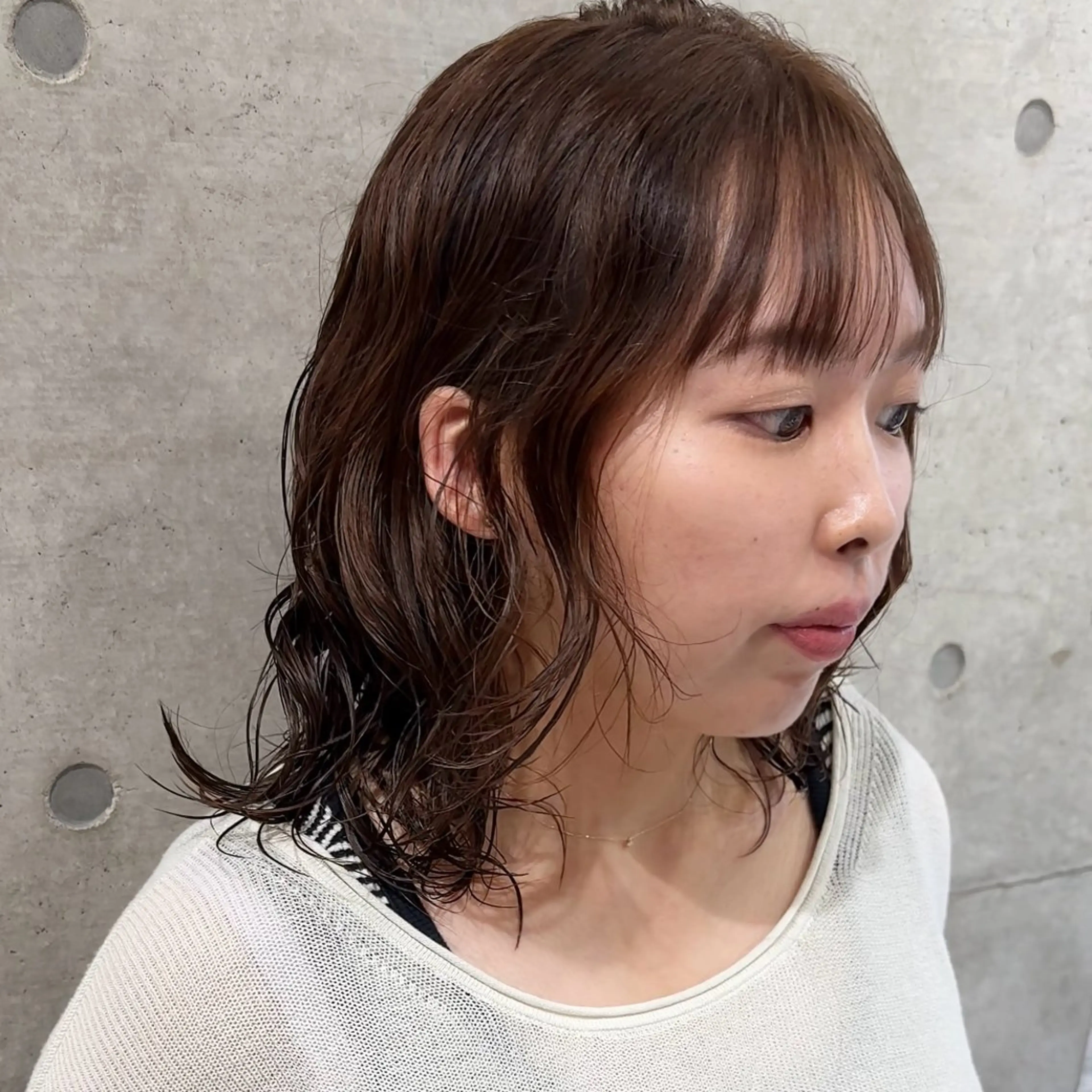 ミディアム パーマ ミディアムパーマ ボブ 似合わせカット ウルフカット 畔上 尚也のヘアスタイル