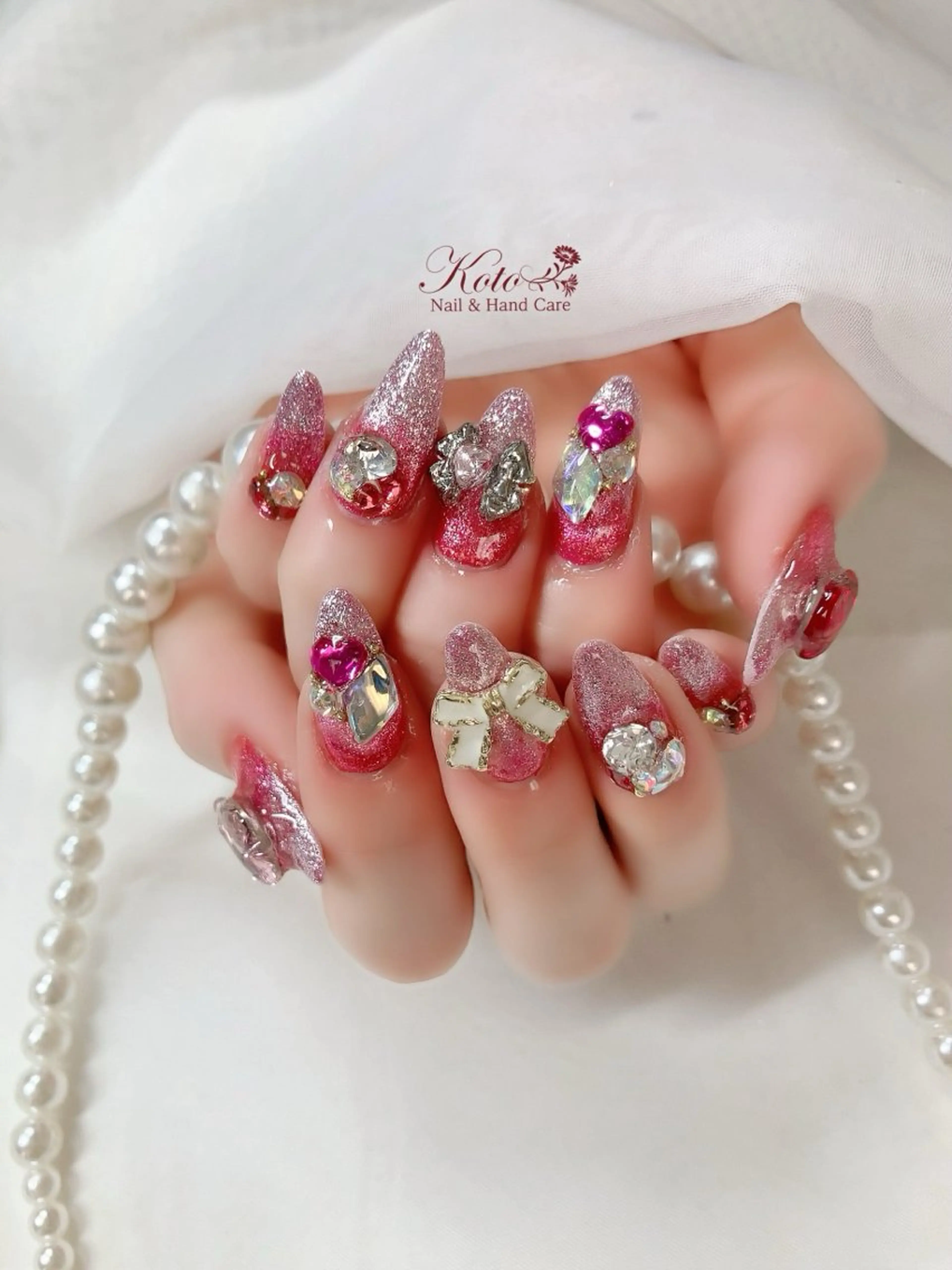 ネイル 長さ出し ジェルネイル 持ち込み ニュアンスネイル 赤色 ハンドネイル Nail Salon KOTOのネイルデザイン