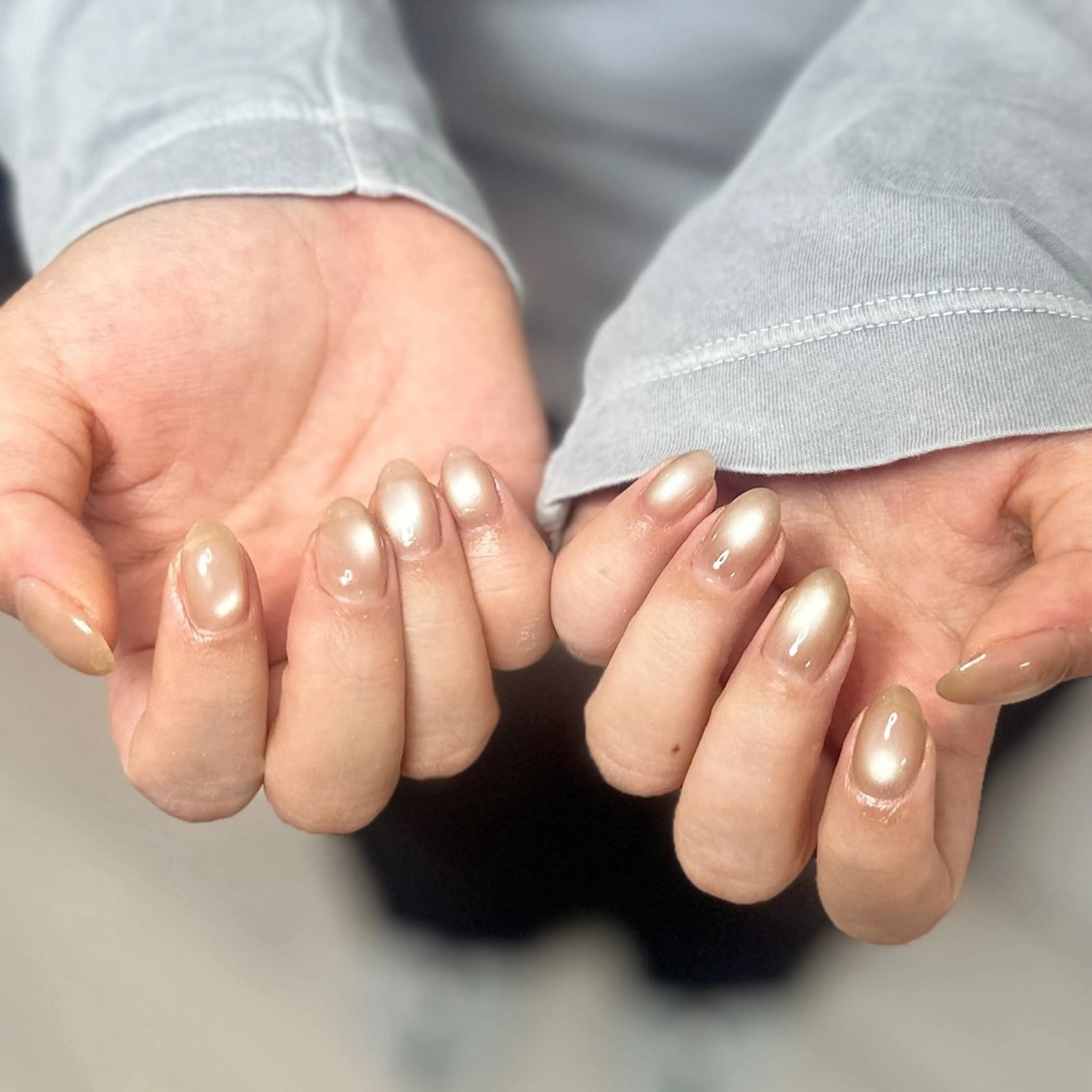 ネイル アートネイル オーロラネイル チークネイル フレンチネイル ガラスフレンチ 🎀YooLi Nail salonのネイルデザイン