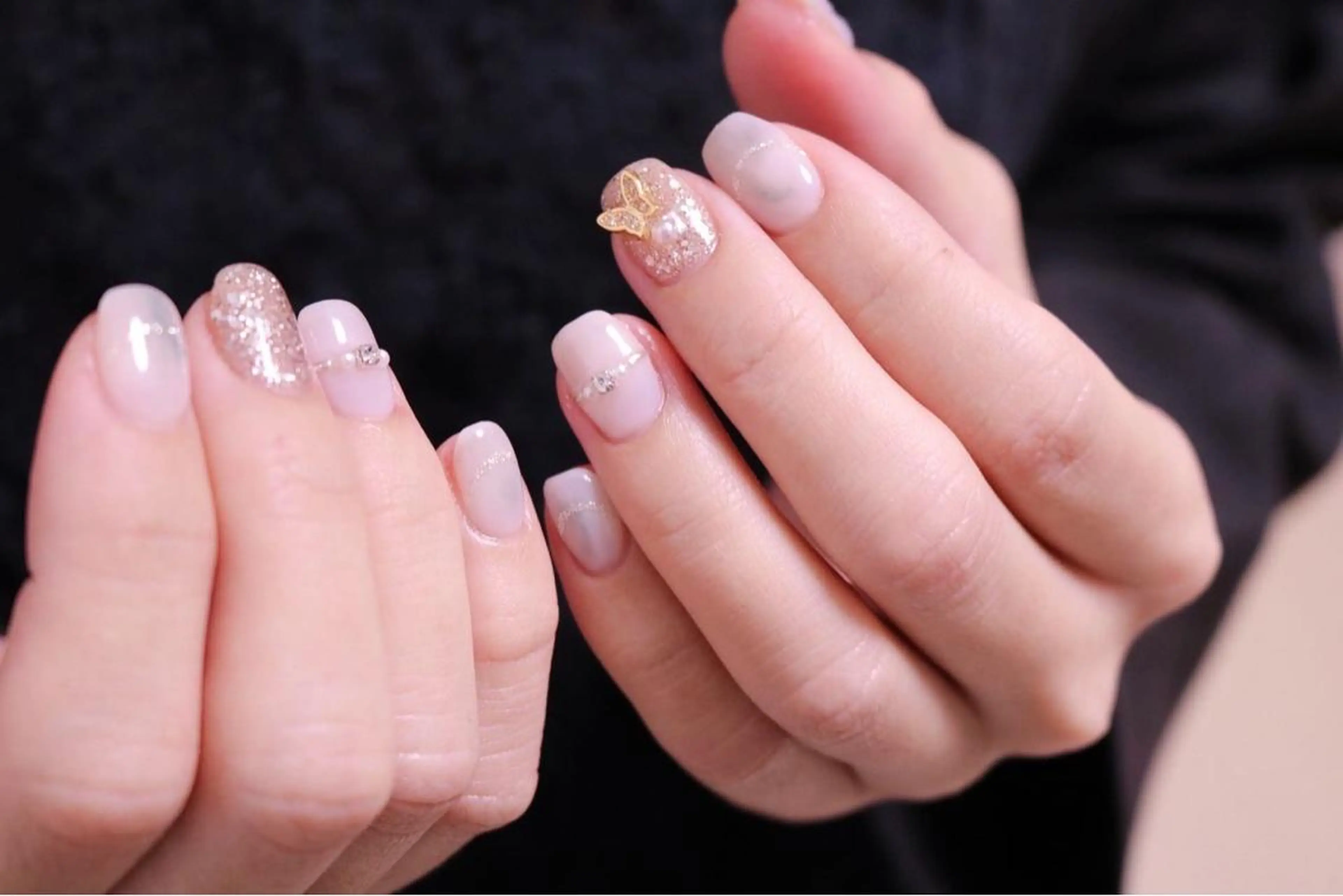 ネイル 長さ出し ジェルネイル 韓国ネイル 持ち込み ニュアンスネイル ハンドネイル MH Nailのネイルデザイン