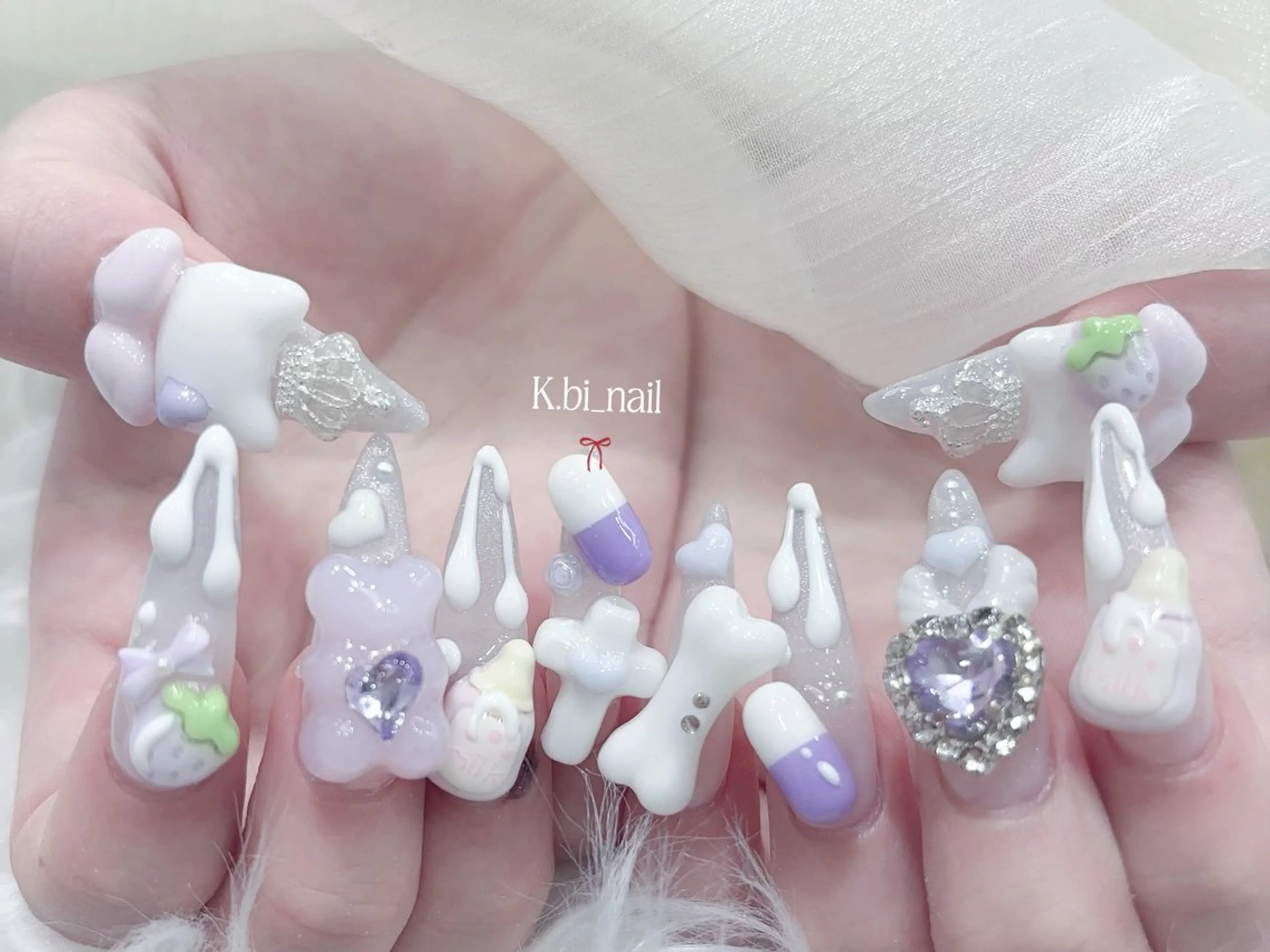 ネイル 成人式 ハンドネイル K.bi_nail ネイル長さ出し専門店のネイルデザイン