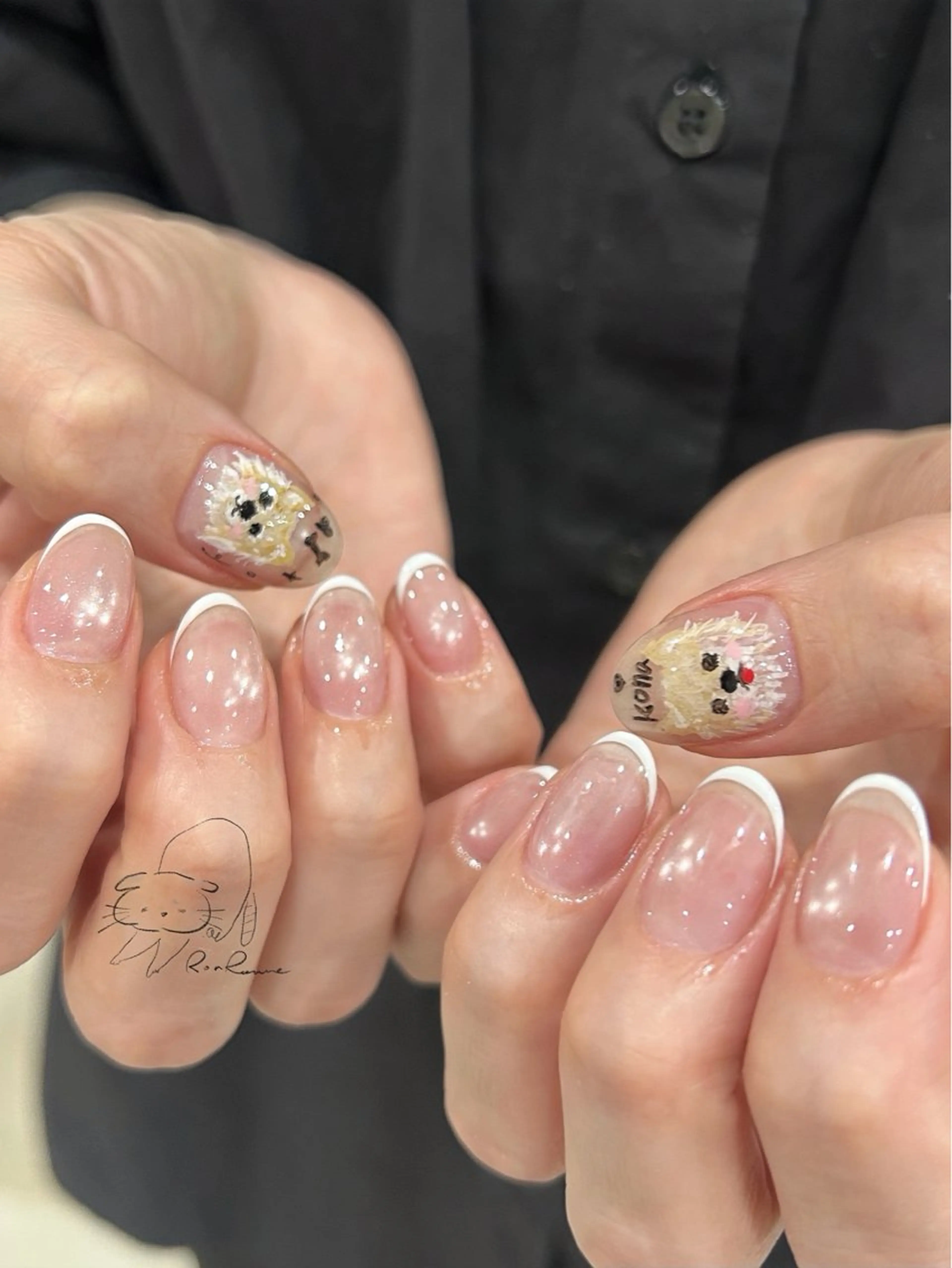 ネイル オーロラネイル 長さ出し フレンチネイル ジェルネイル ミラーネイル ハンドネイル ronronne .のネイルデザイン